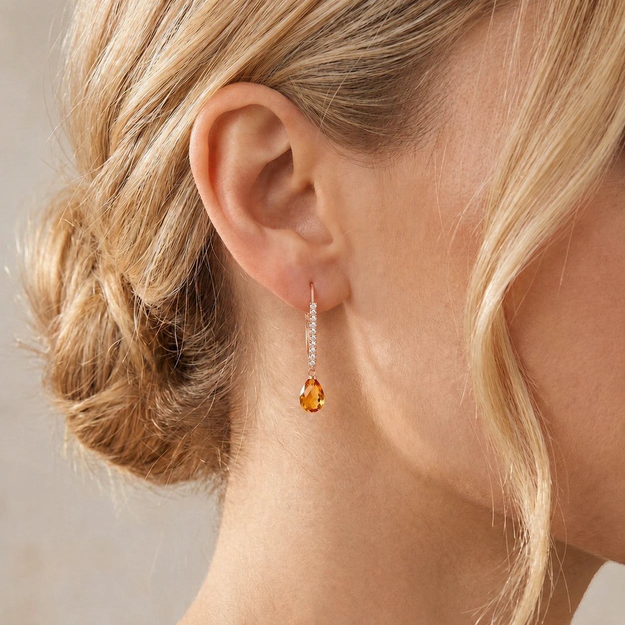 Rose Gold Citrine & Diamond — Mariacrocifissa