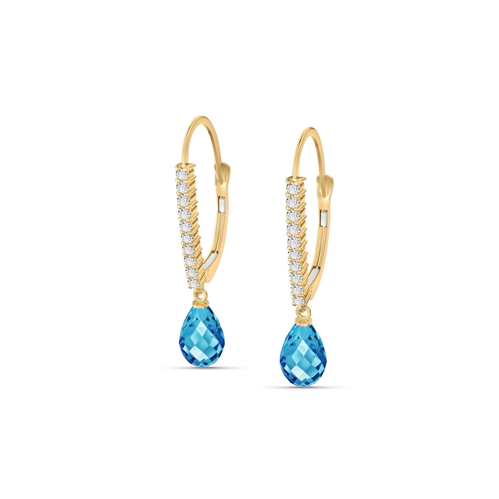 Yellow Gold Heritage Earrings Blue Topaz 10K — Angela