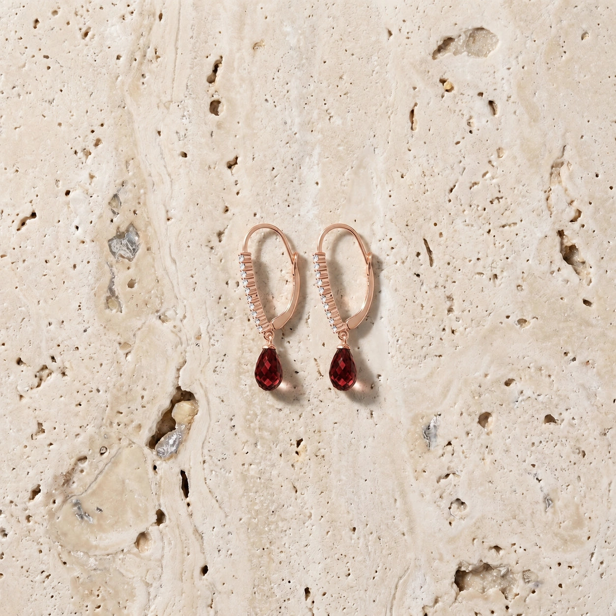 Rose Gold Heritage Earrings Garnet 10K — Angela