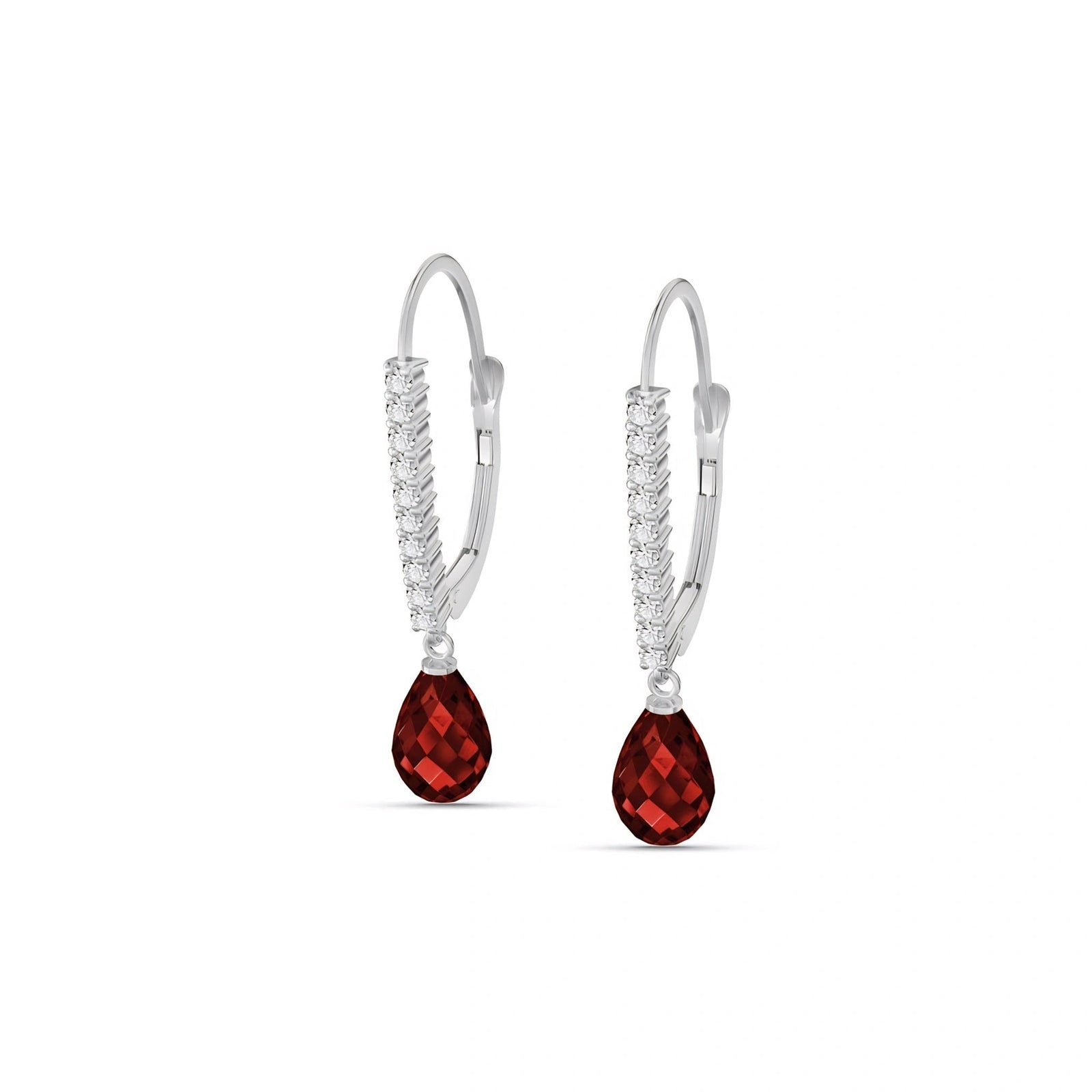 White Gold Heritage Earrings Garnet 10K — Angela