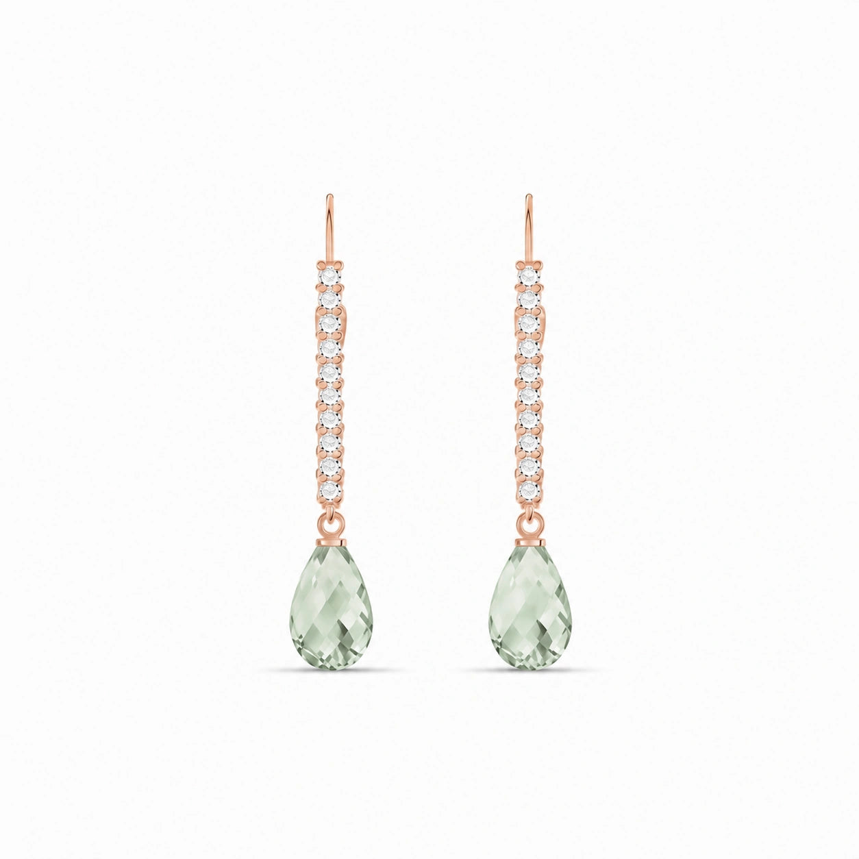 Rose Gold Heritage Earrings Green Amethyst 10K — Angela
