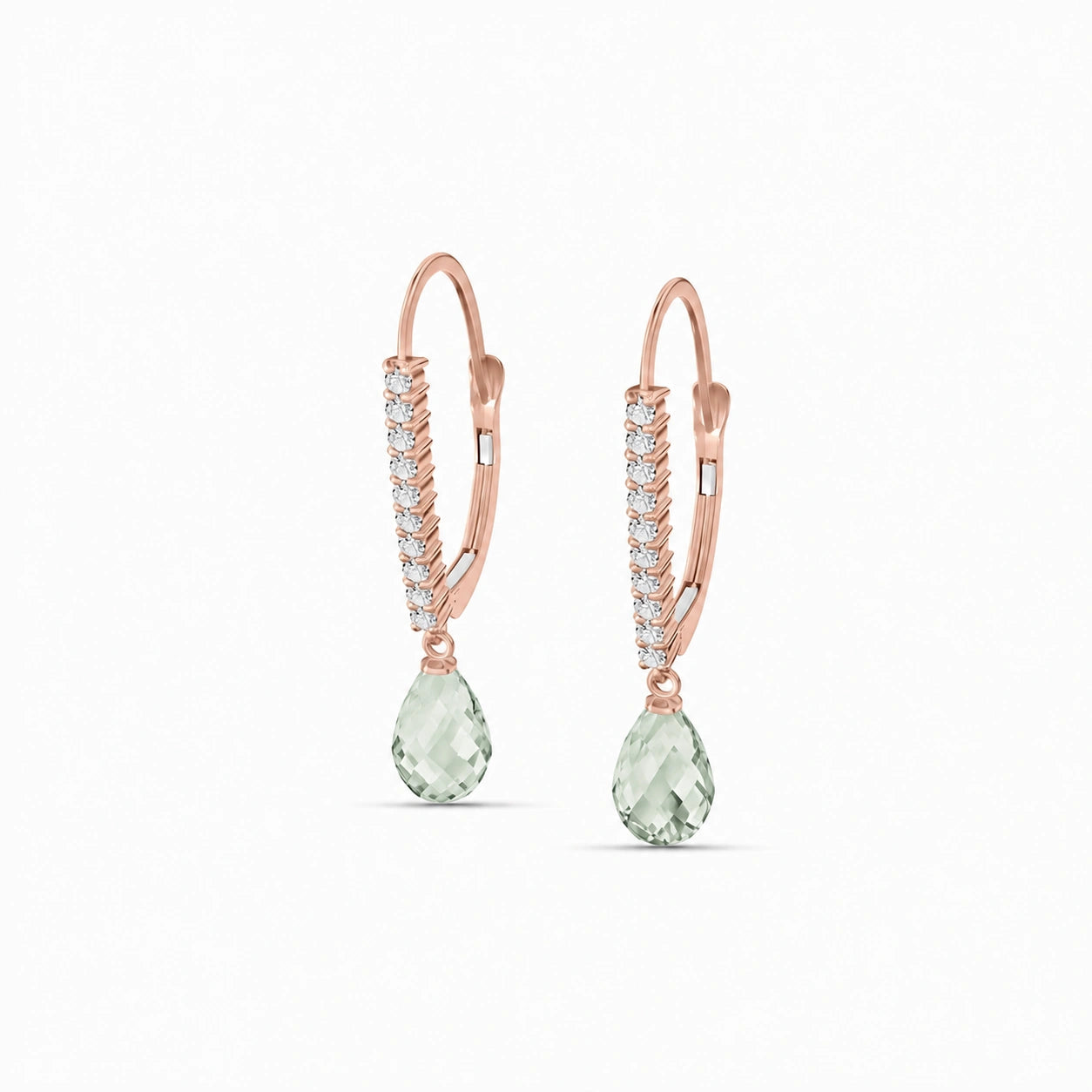 Rose Gold Heritage Earrings Green Amethyst 10K — Angela