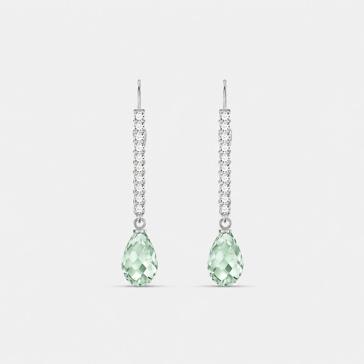 White Gold Heritage Earrings Green Amethyst 10K — Angela