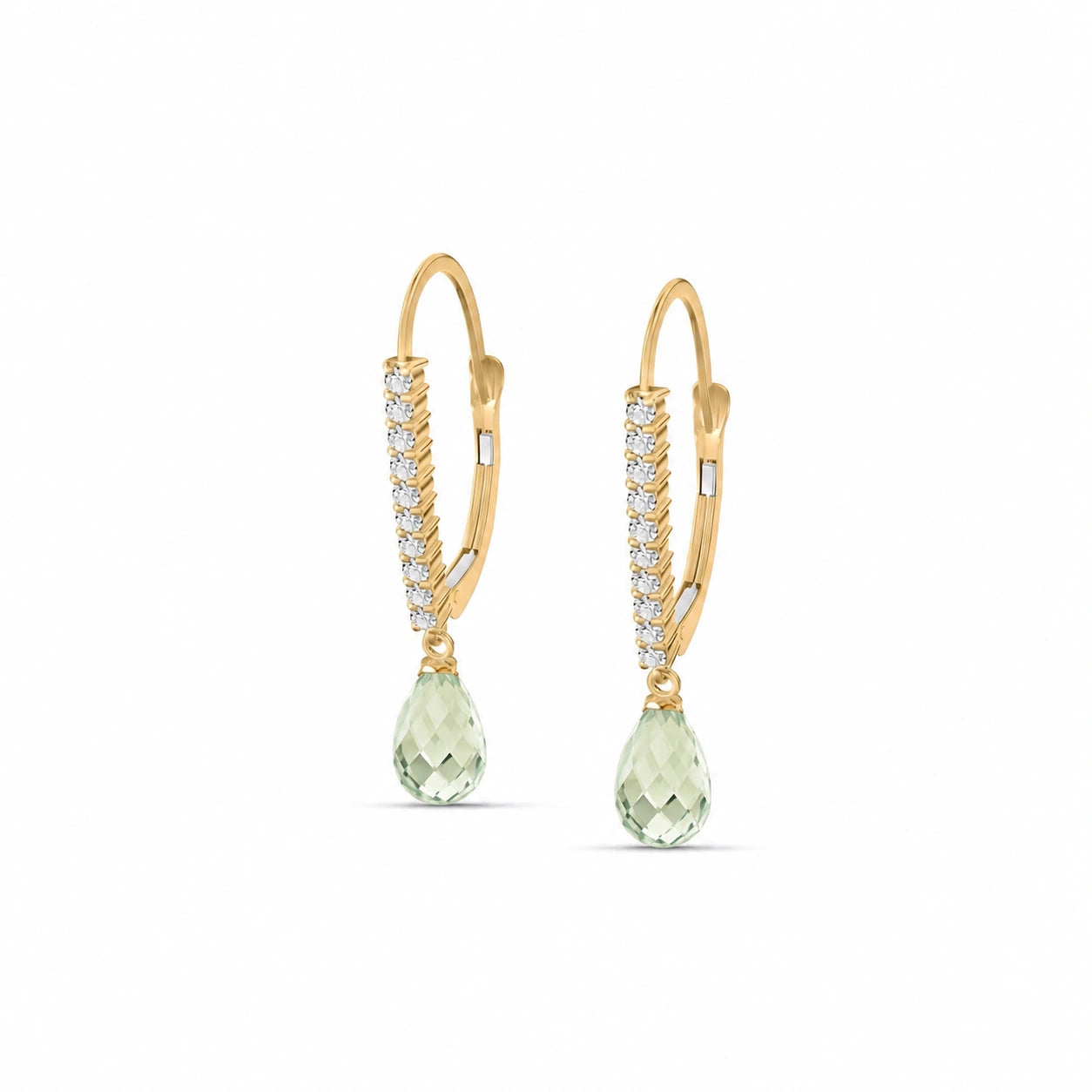 Yellow Gold Heritage Earrings Green Amethyst 10K — Angela