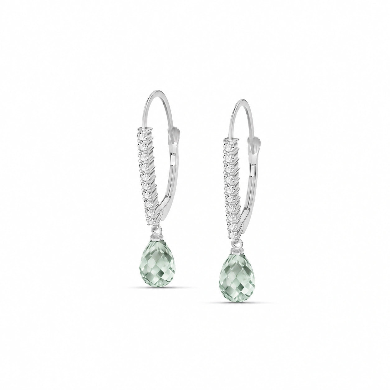 White Gold Green Amethyst & Diamond — Mariacrocifissa