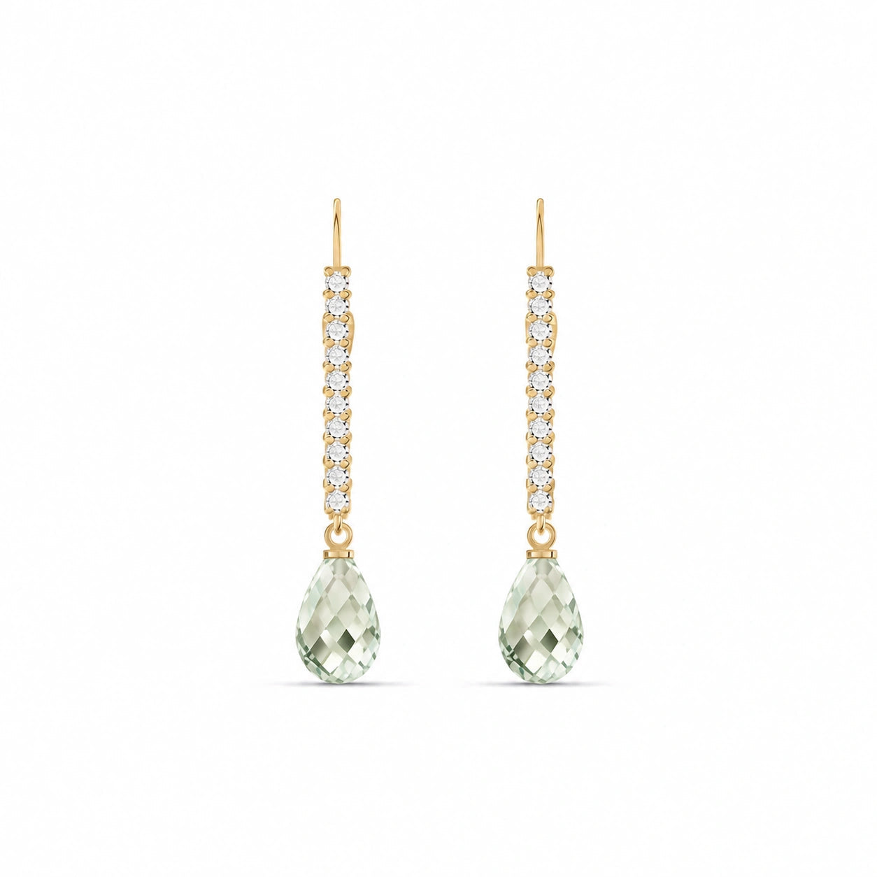 Yellow Gold Green Amethyst & Diamond — Mariacrocifissa