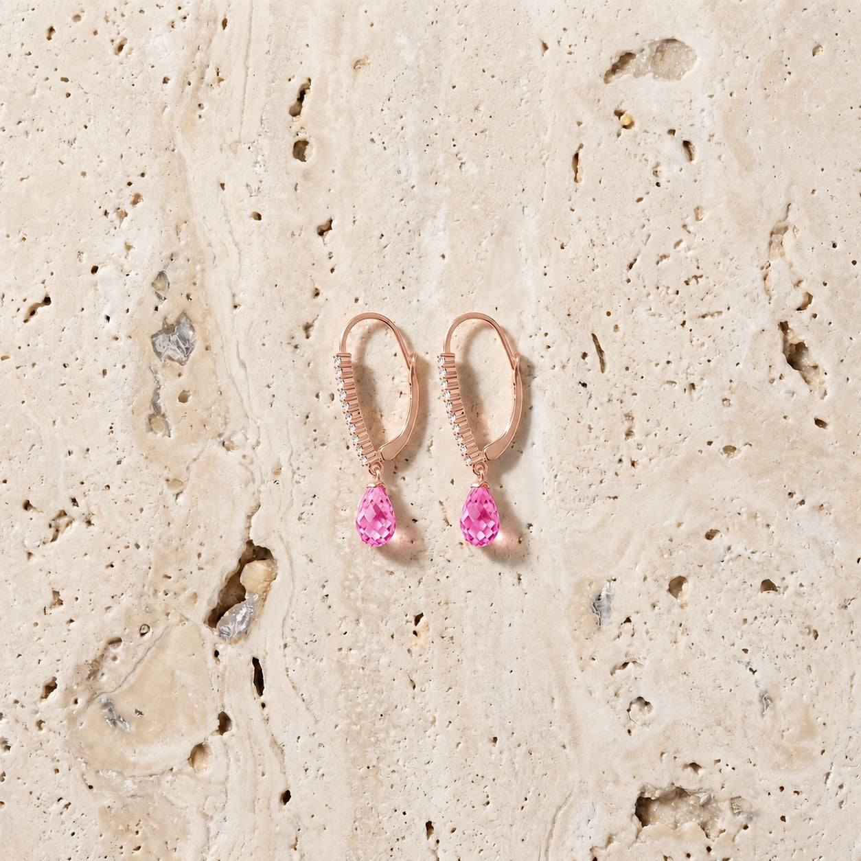 Rose Gold Heritage Earrings Pink Topaz 10K — Angela