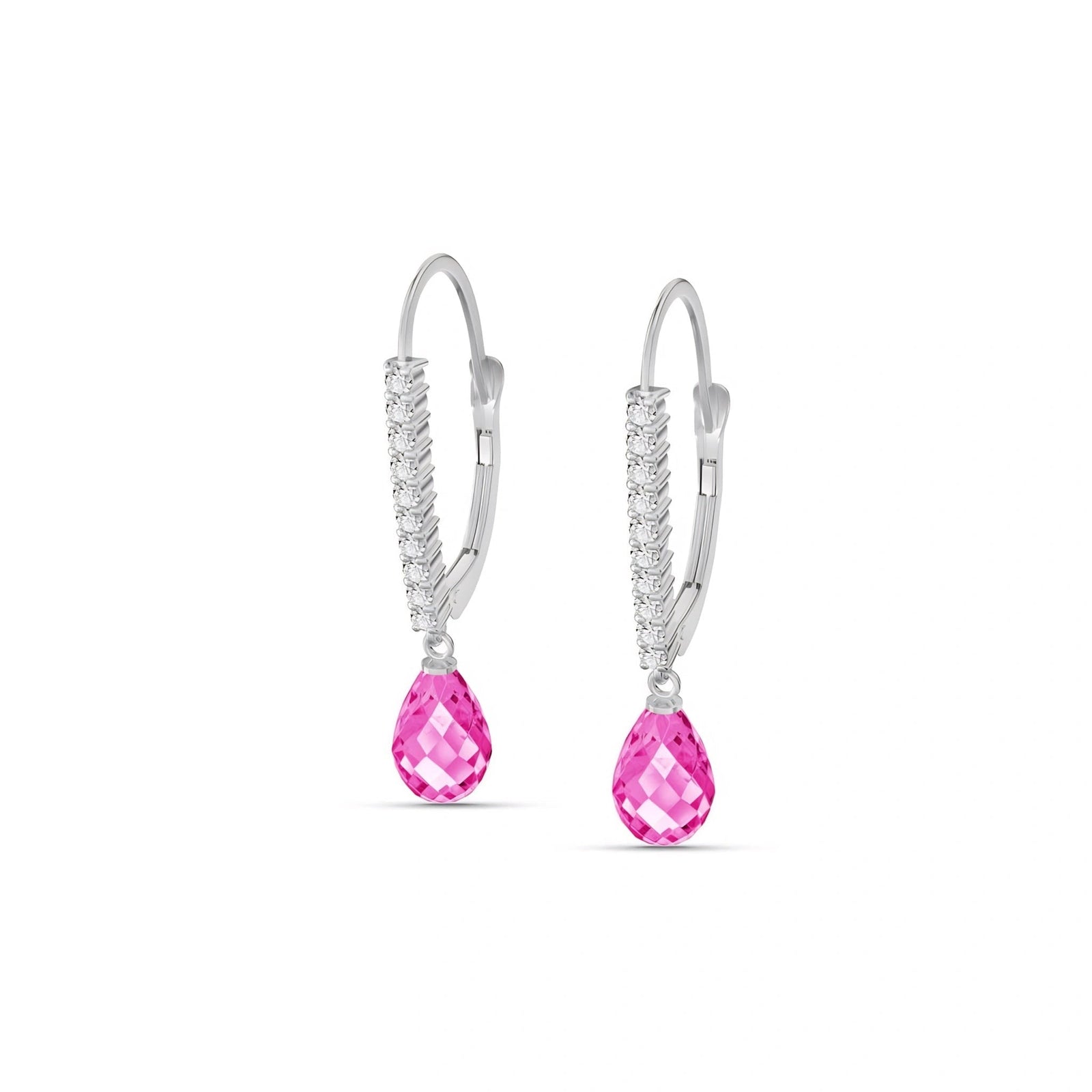 White Gold Heritage Earrings Pink Topaz 10K — Angela