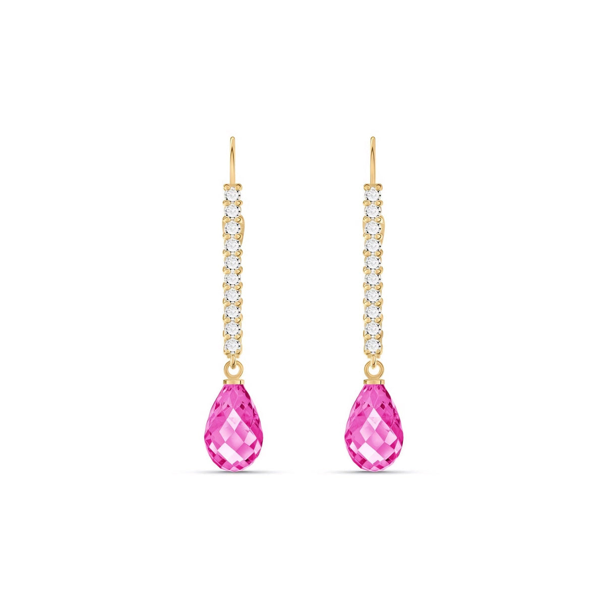 Yellow Gold Heritage Earrings Pink Topaz 10K — Angela