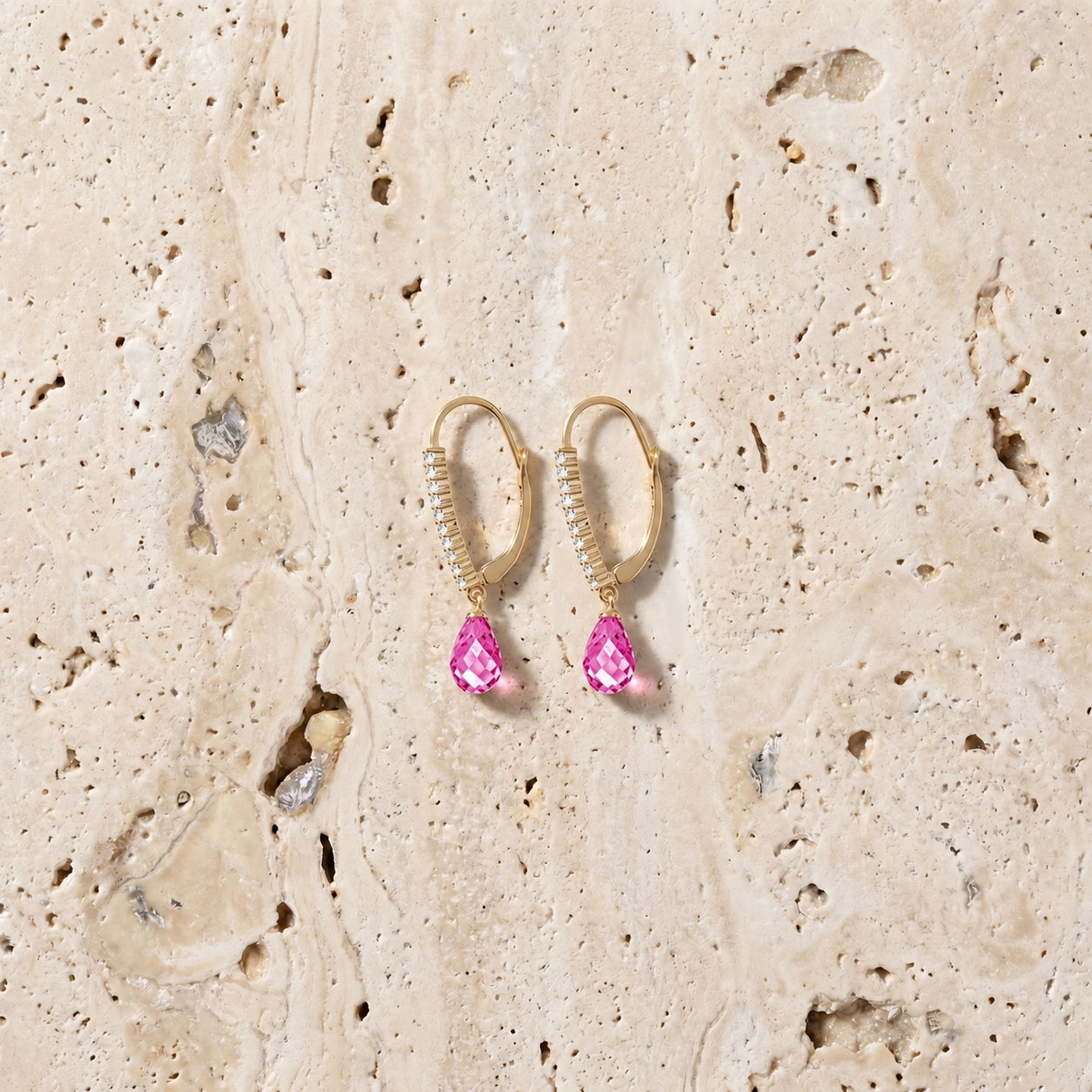 Yellow Gold Pink Topaz & Diamond — Mariacrocifissa