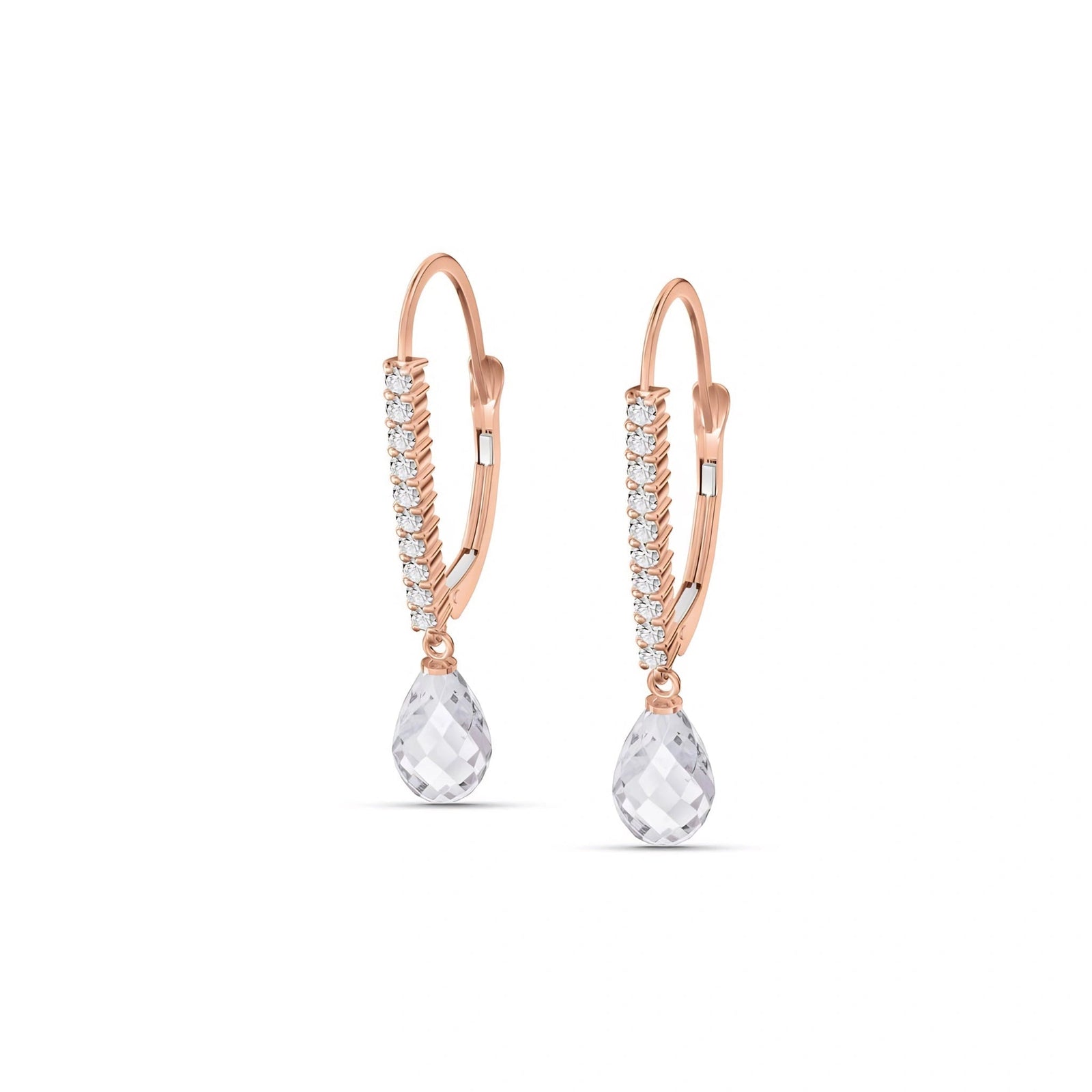 Rose Gold Heritage Earrings White Topaz 10K — Angela