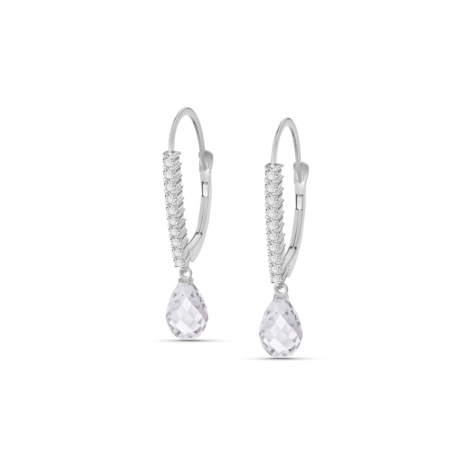 White Gold Heritage Earrings White Topaz 10K — Angela
