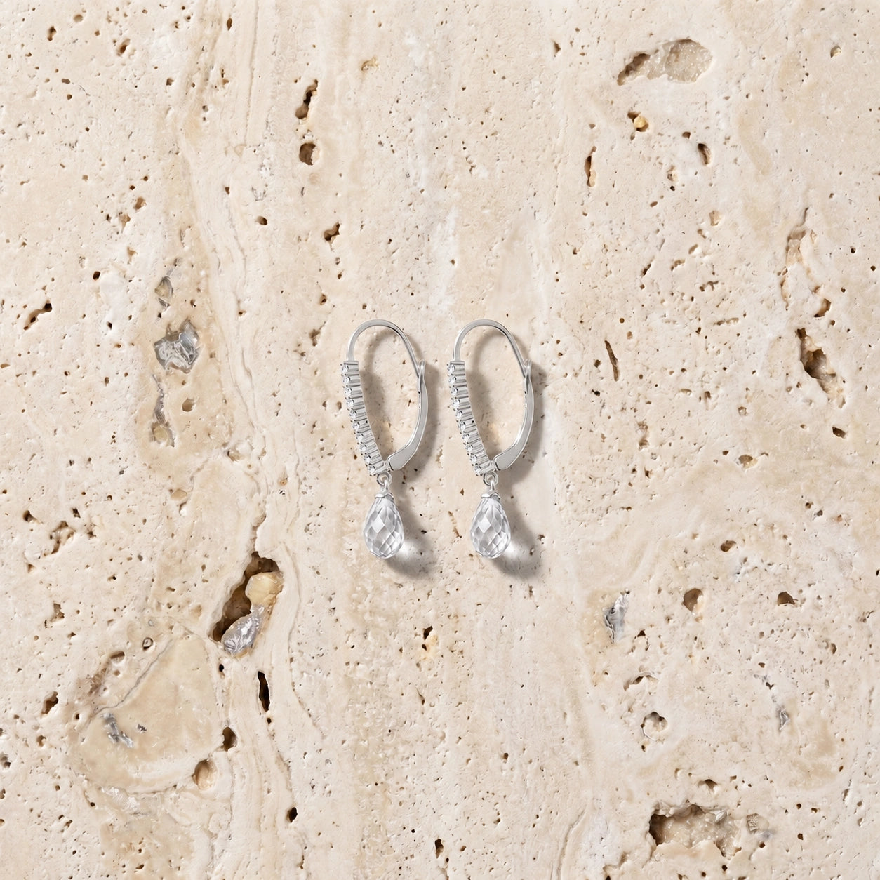 White Gold Heritage Earrings White Topaz 10K — Angela