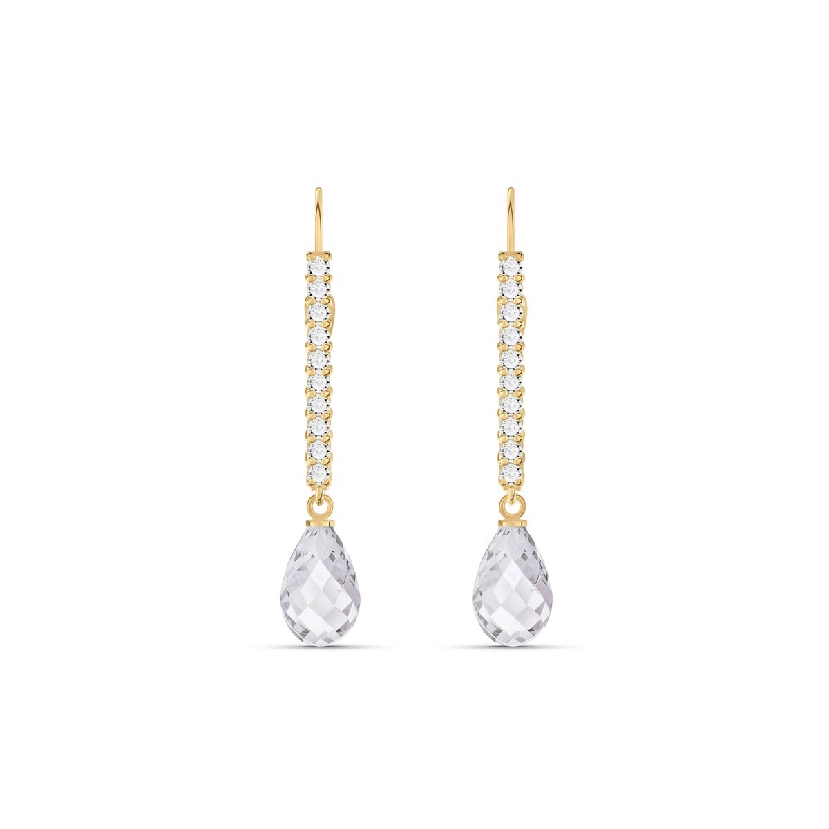 Yellow Gold Heritage Earrings White Topaz 10K — Angela