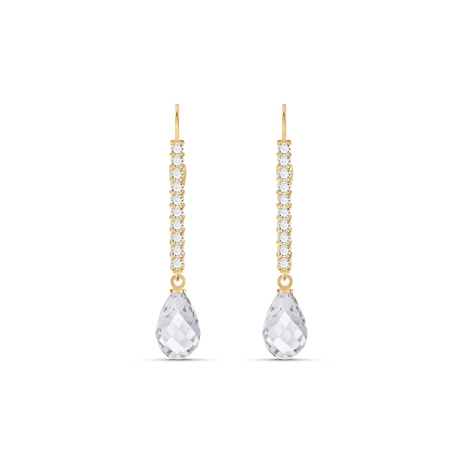 Yellow Gold Heritage Earrings White Topaz 10K — Angela