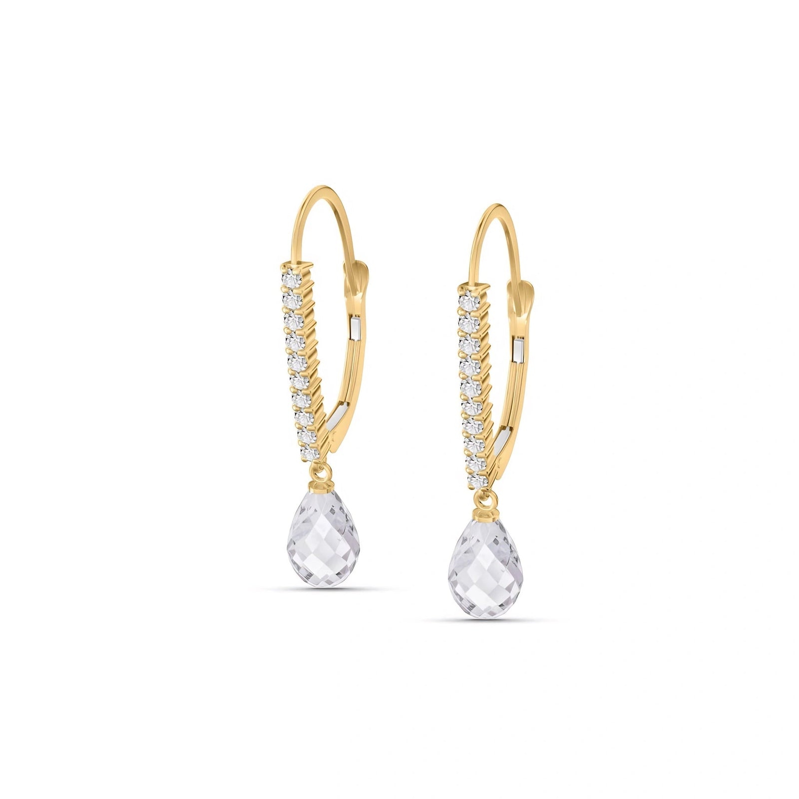 Yellow Gold Heritage Earrings White Topaz 10K — Angela