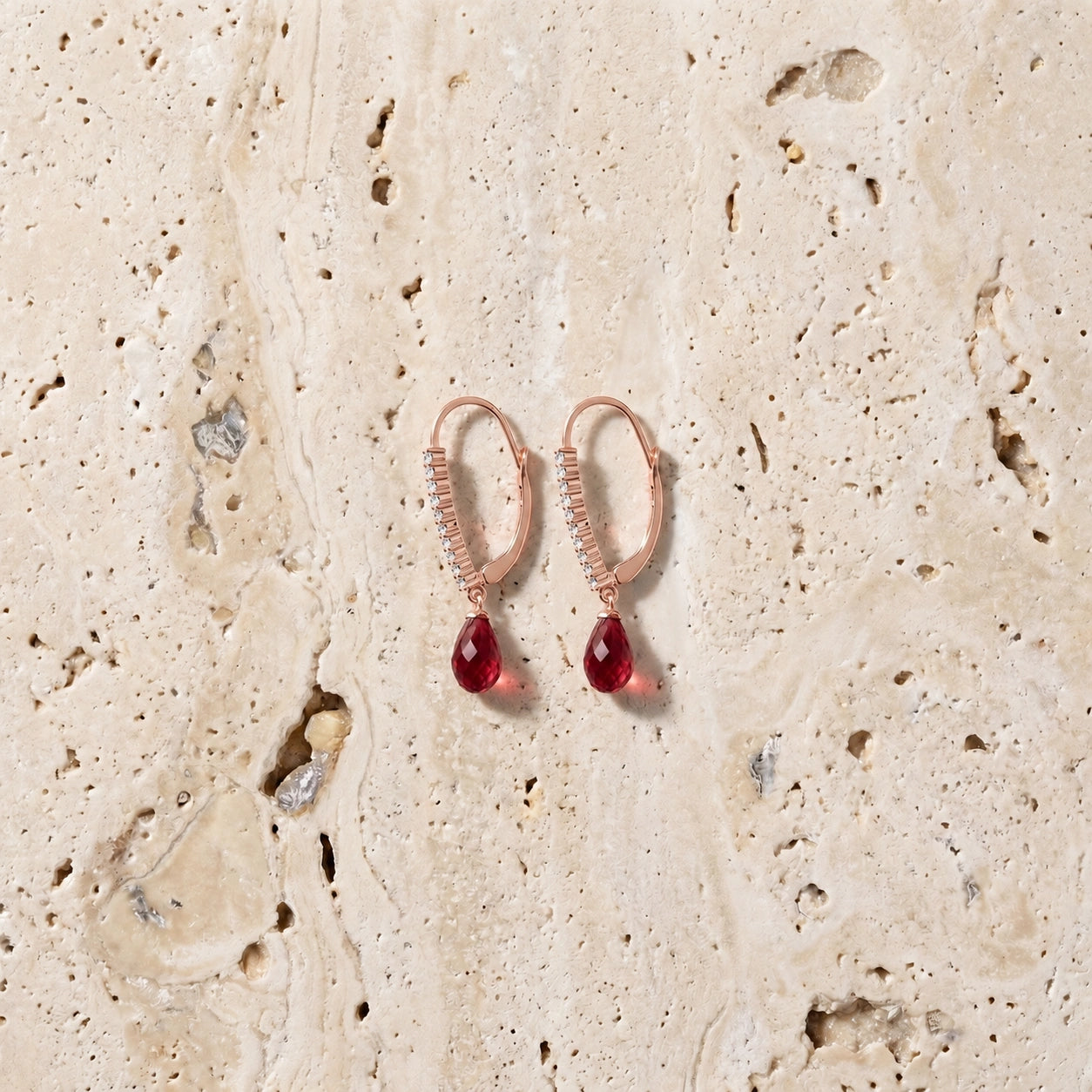 Rose Gold Heritage Earrings Ruby 10K — Angela