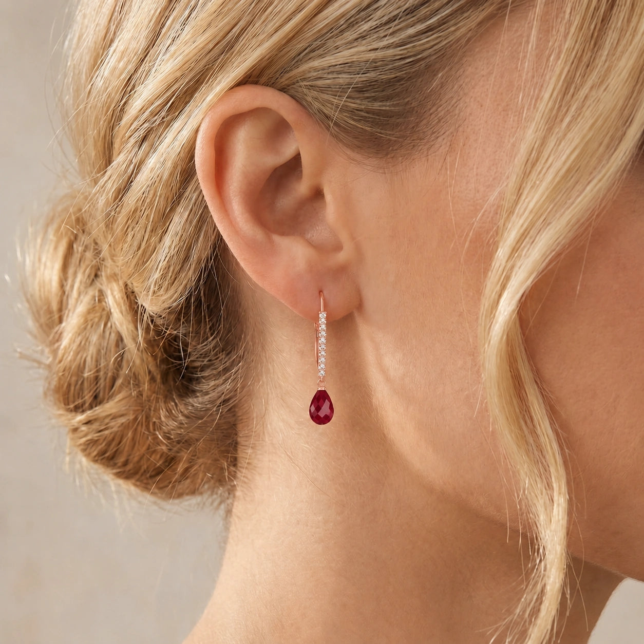 Rose Gold Heritage Earrings Ruby 10K — Angela