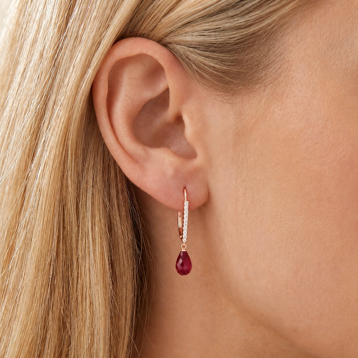 Rose Gold Heritage Earrings Ruby 10K — Angela
