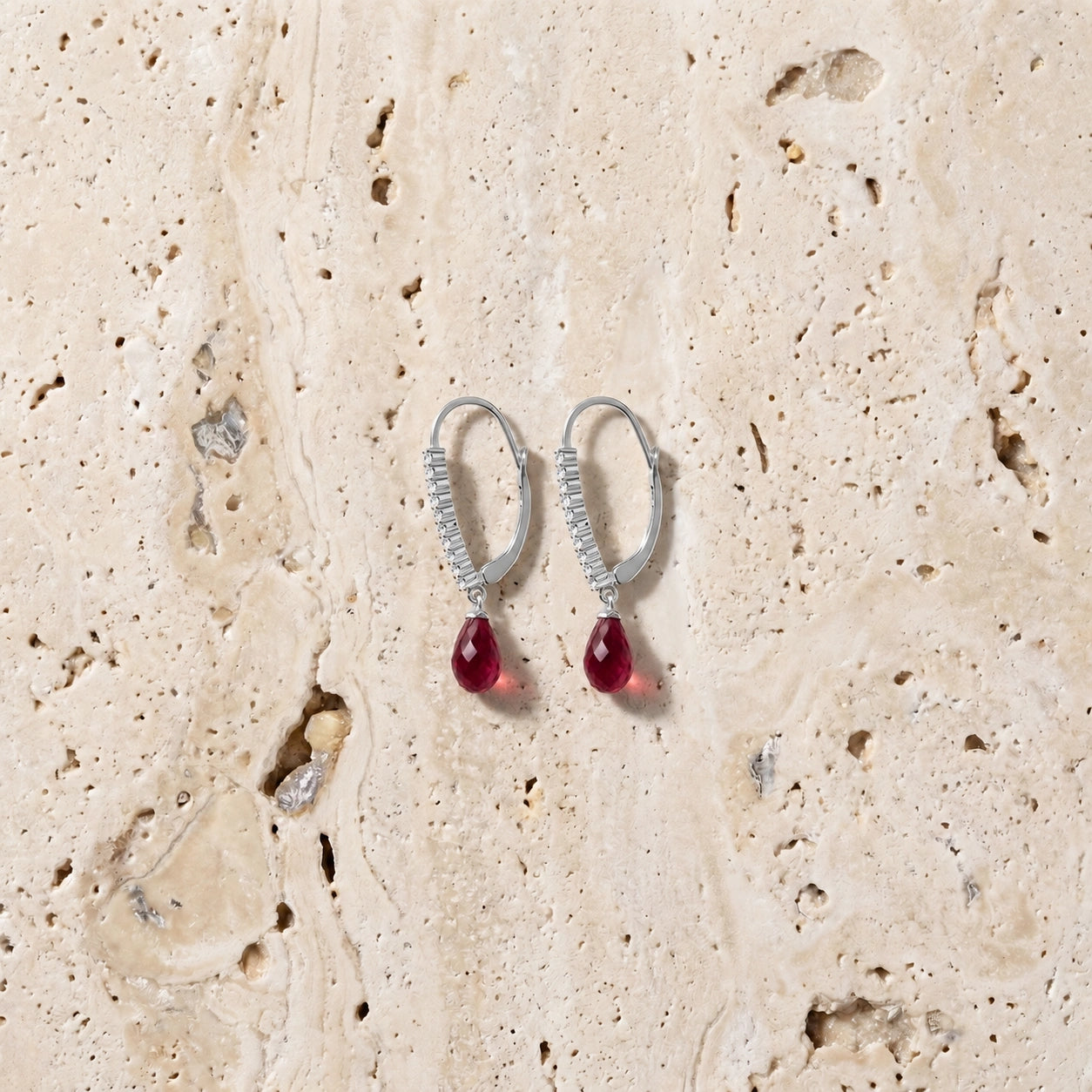 White Gold Heritage Earrings Ruby 10K — Angela