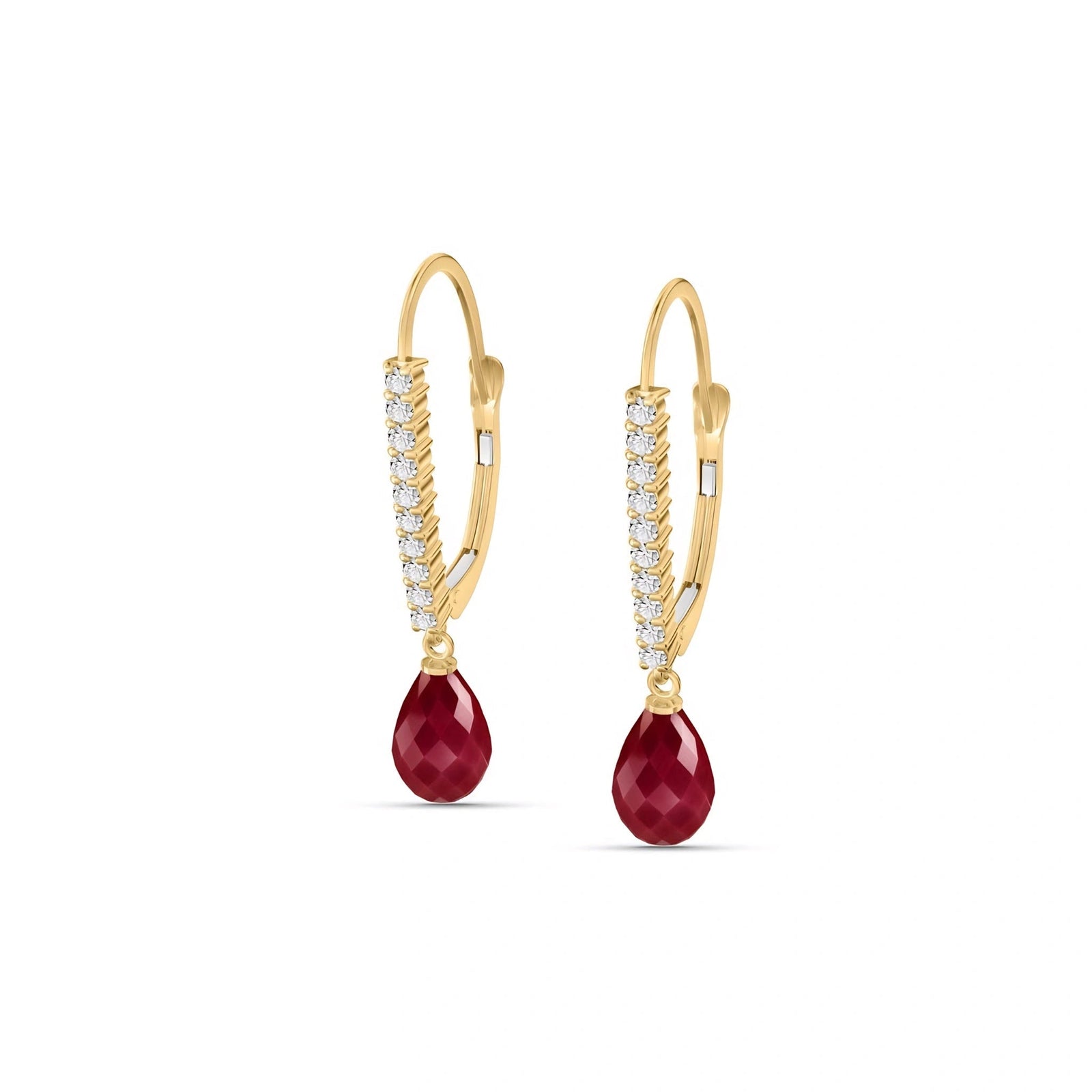 Yellow Gold Heritage Earrings Ruby 10K — Angela