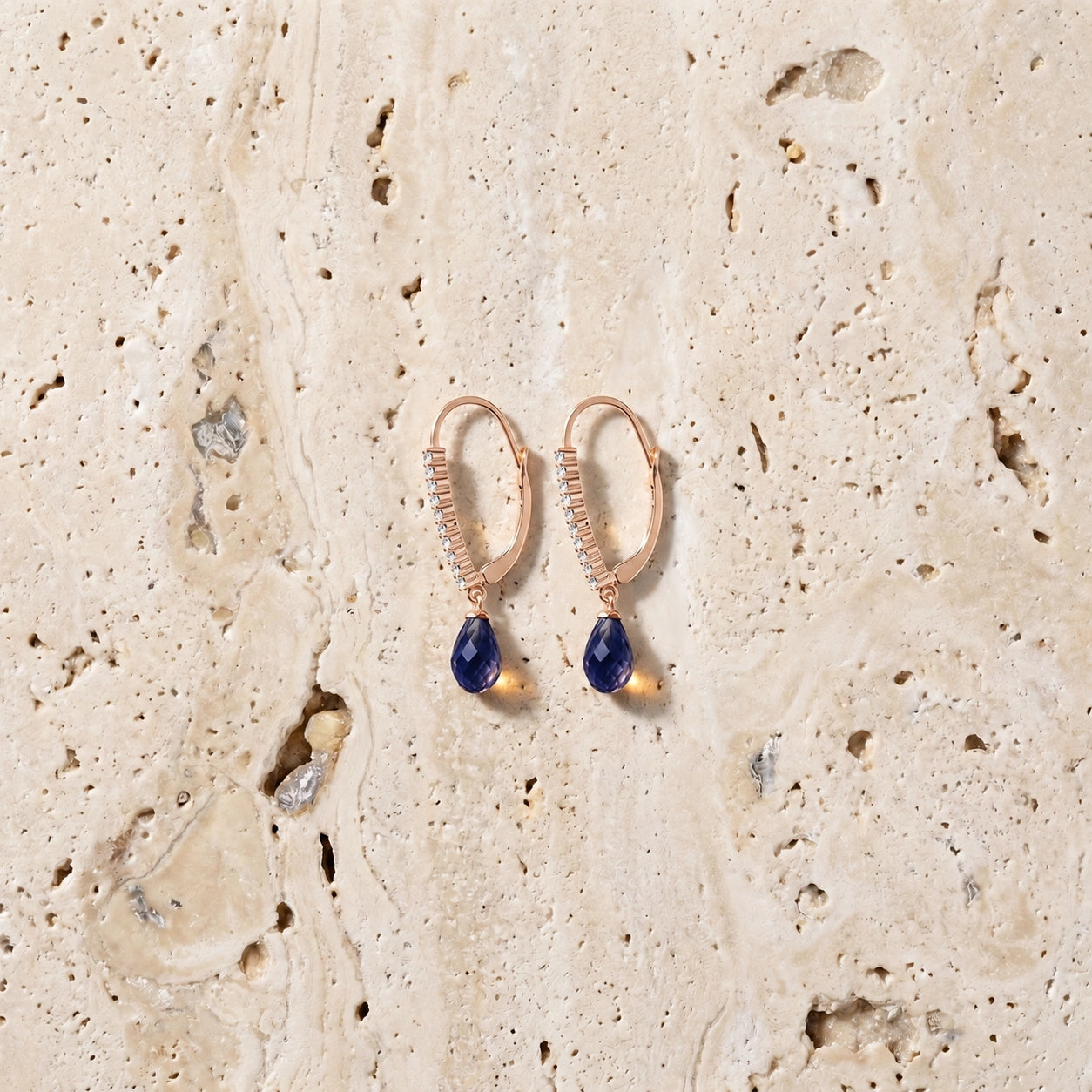 Rose Gold Heritage Earrings Sapphire 10K — Angela