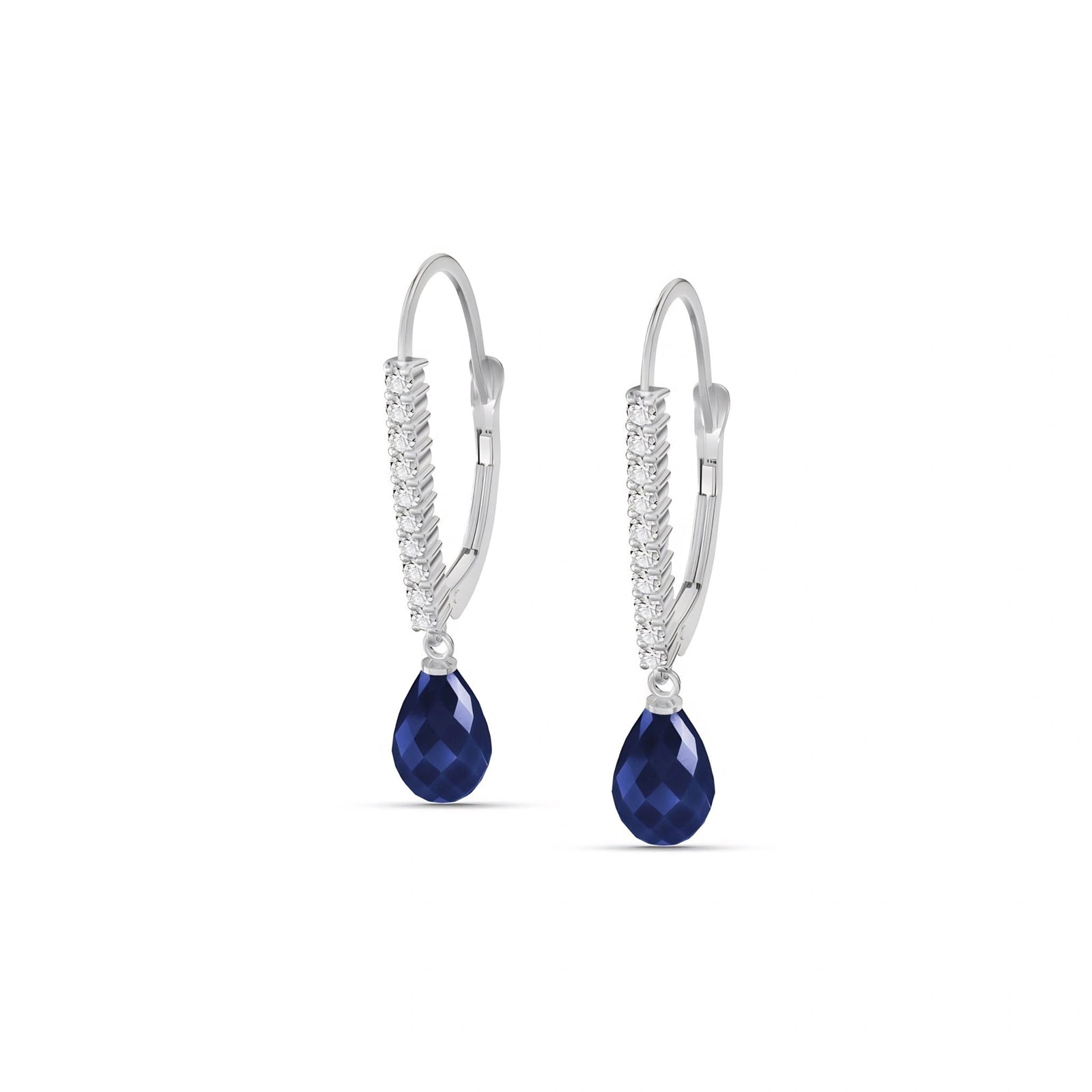 White Gold Heritage Earrings Sapphire 10K — Angela