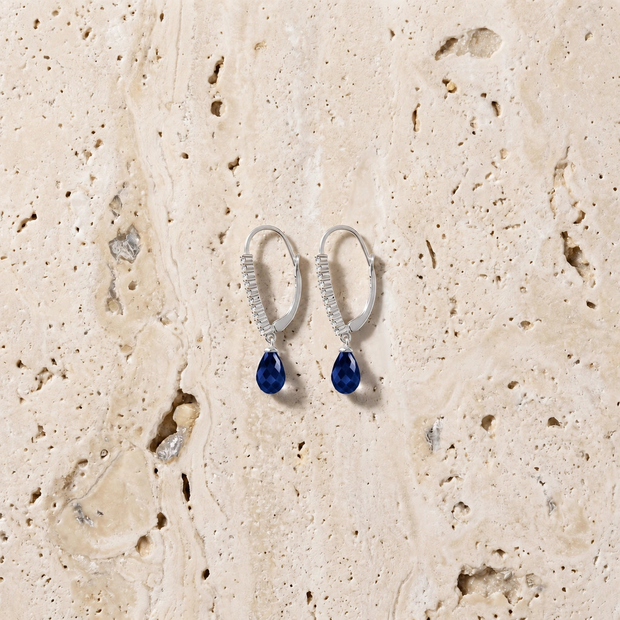 White Gold Heritage Earrings Sapphire 10K — Angela