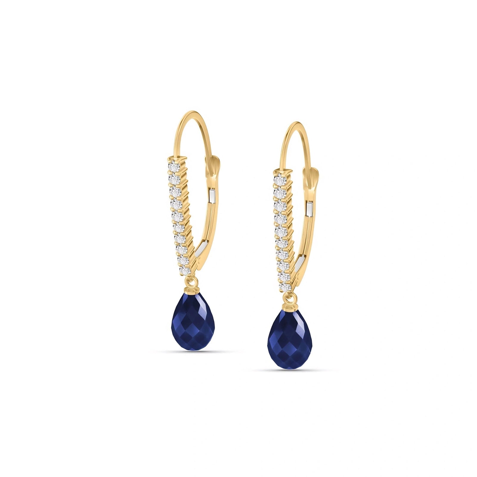 Yellow Gold Heritage Earrings Sapphire 10K — Angela
