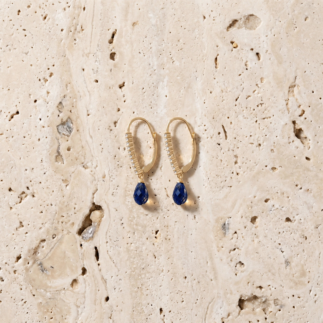 Yellow Gold Heritage Earrings Sapphire 10K — Angela