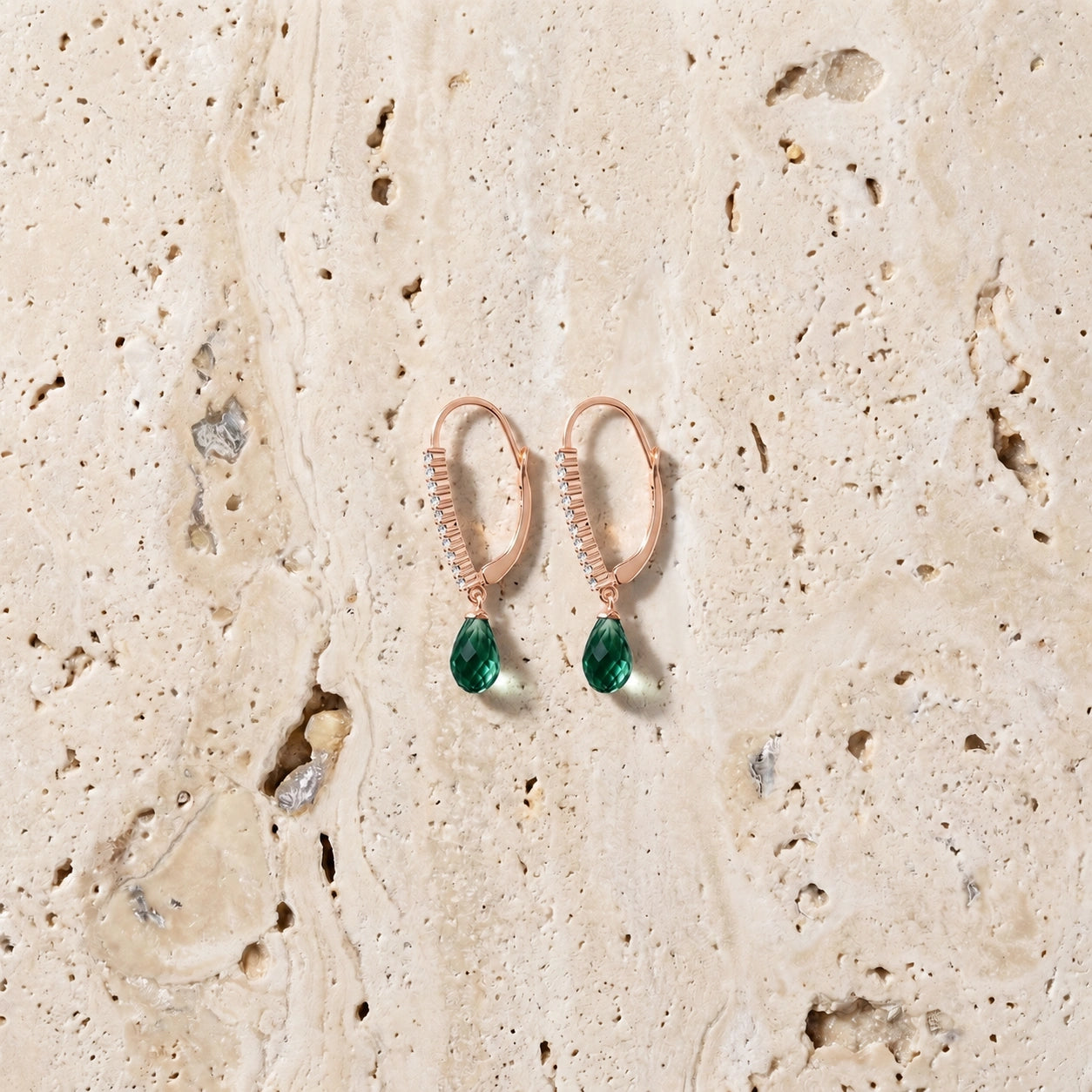 Rose Gold Heritage Earrings Emerald 10K — Angela