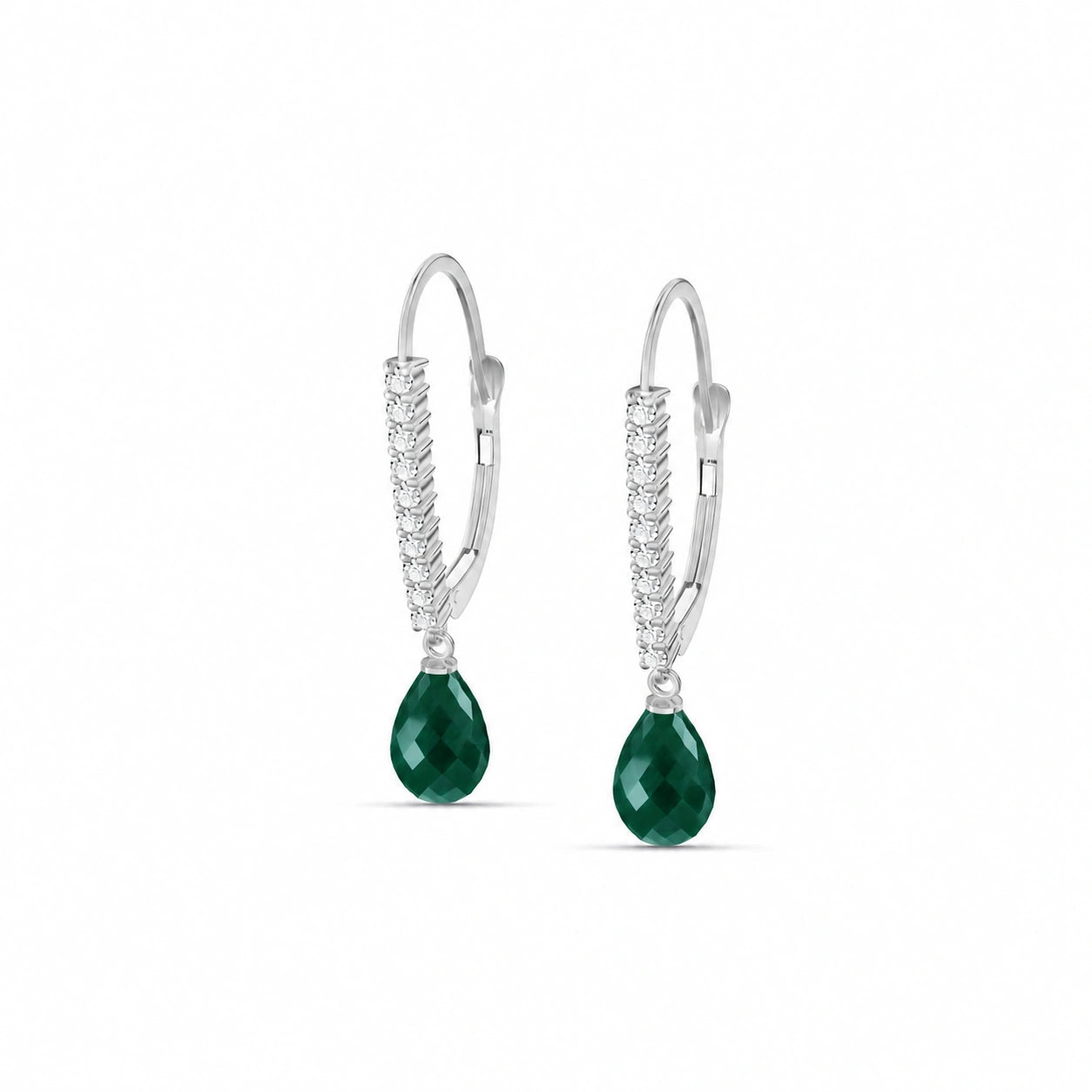 White Gold Heritage Earrings Emerald 10K — Angela