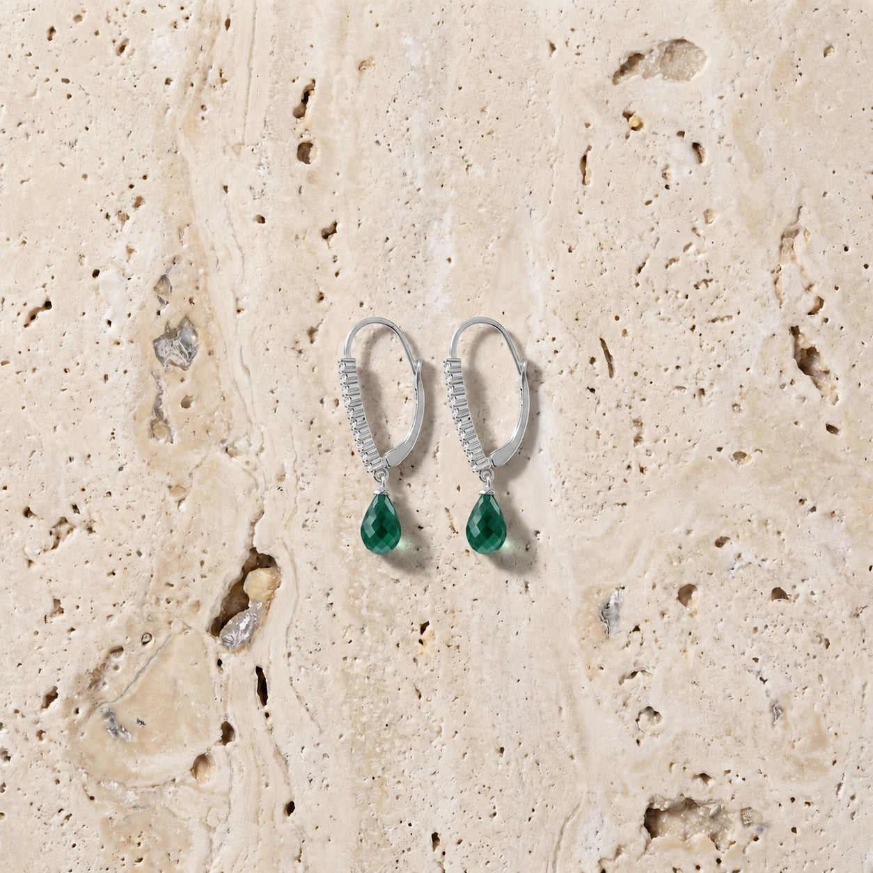 White Gold Heritage Earrings Emerald 10K — Angela