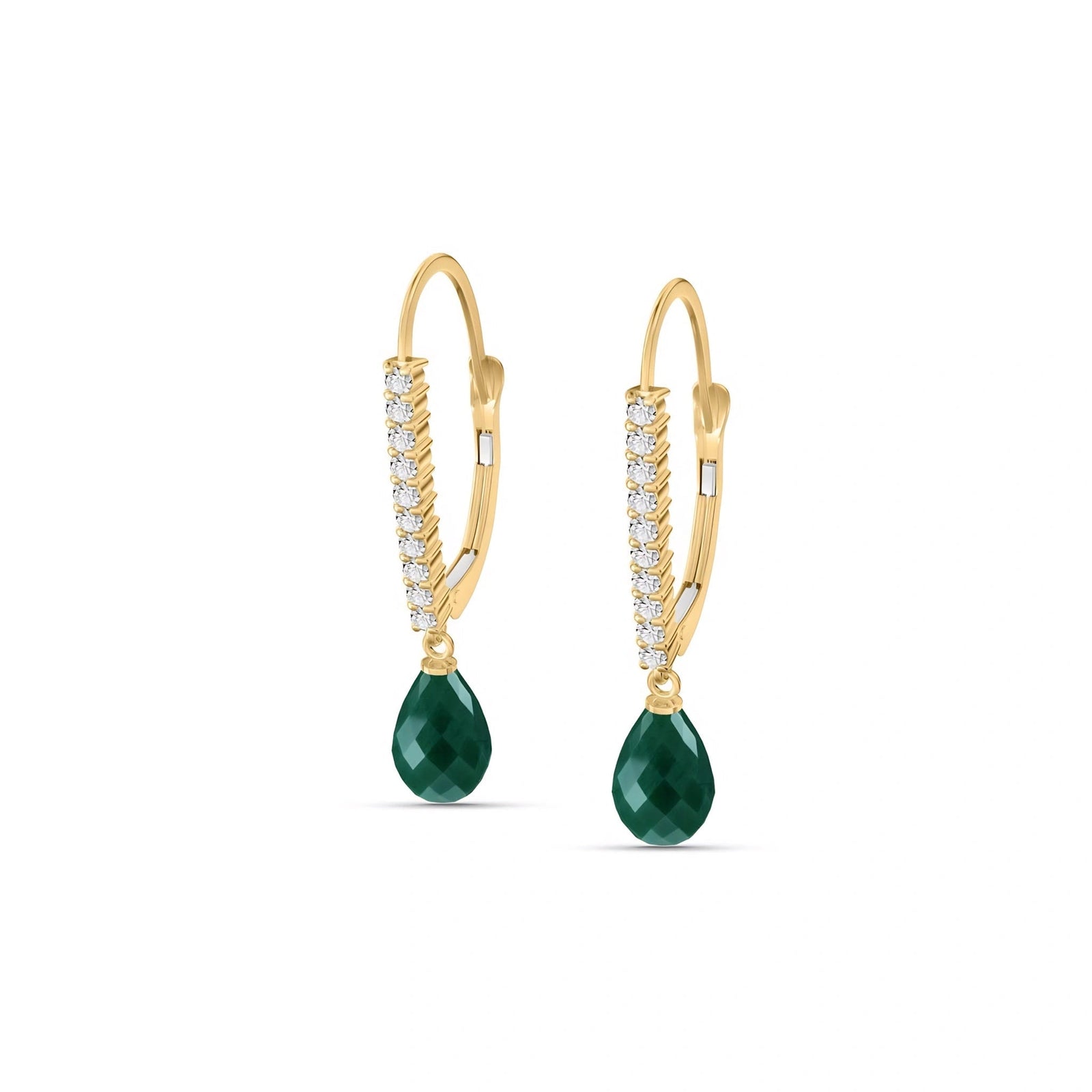 Yellow Gold Heritage Earrings Emerald 10K — Angela