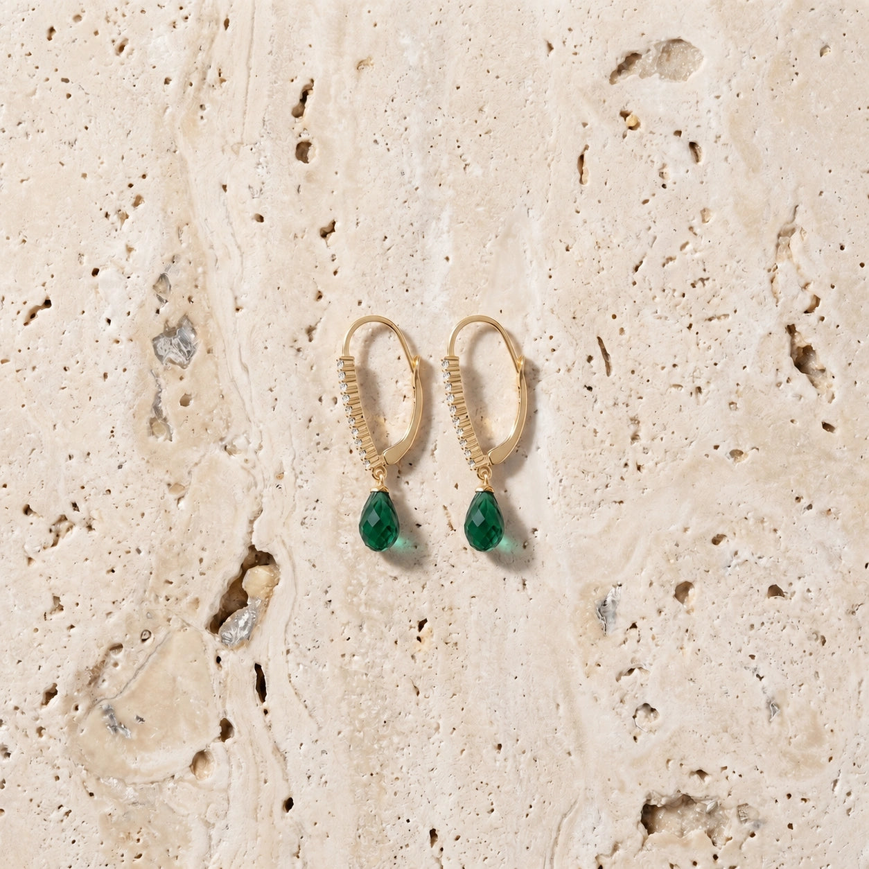 Yellow Gold Heritage Earrings Emerald 10K — Angela