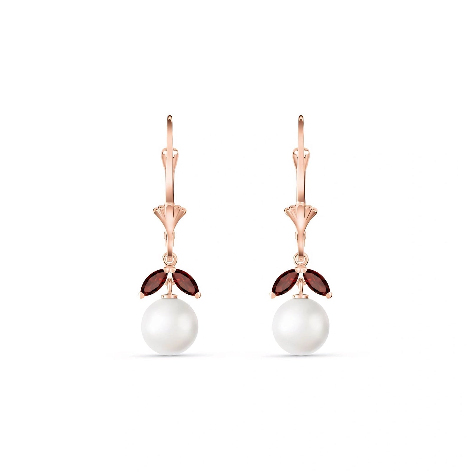 Rose Gold Petal Earrings Pearl 10K — Daniela