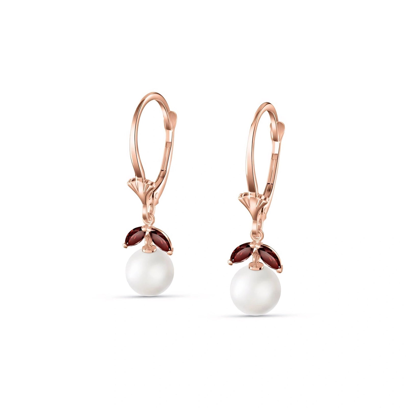 Rose Gold Petal Earrings Pearl 10K — Daniela