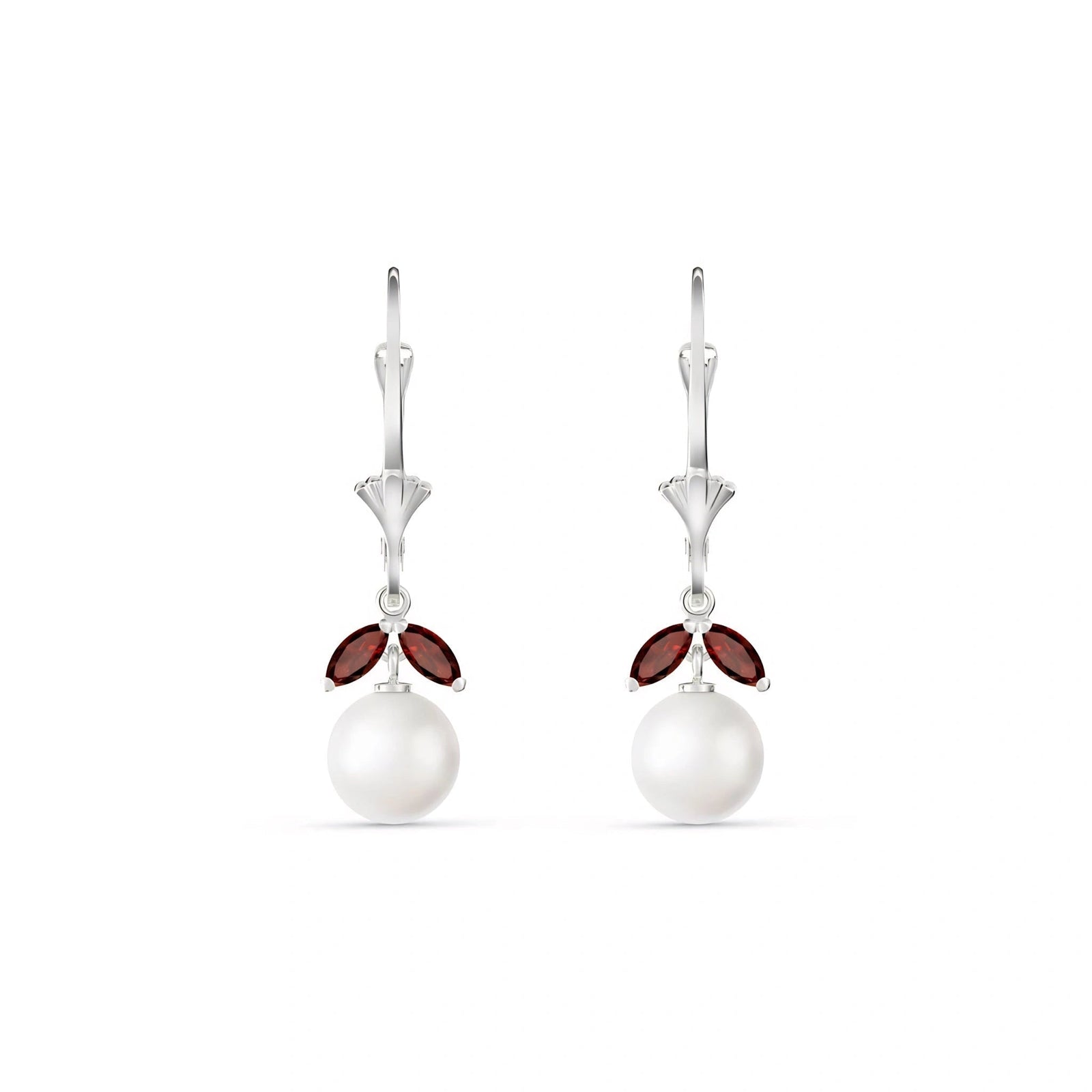White Gold Petal Earrings Pearl 10K — Daniela