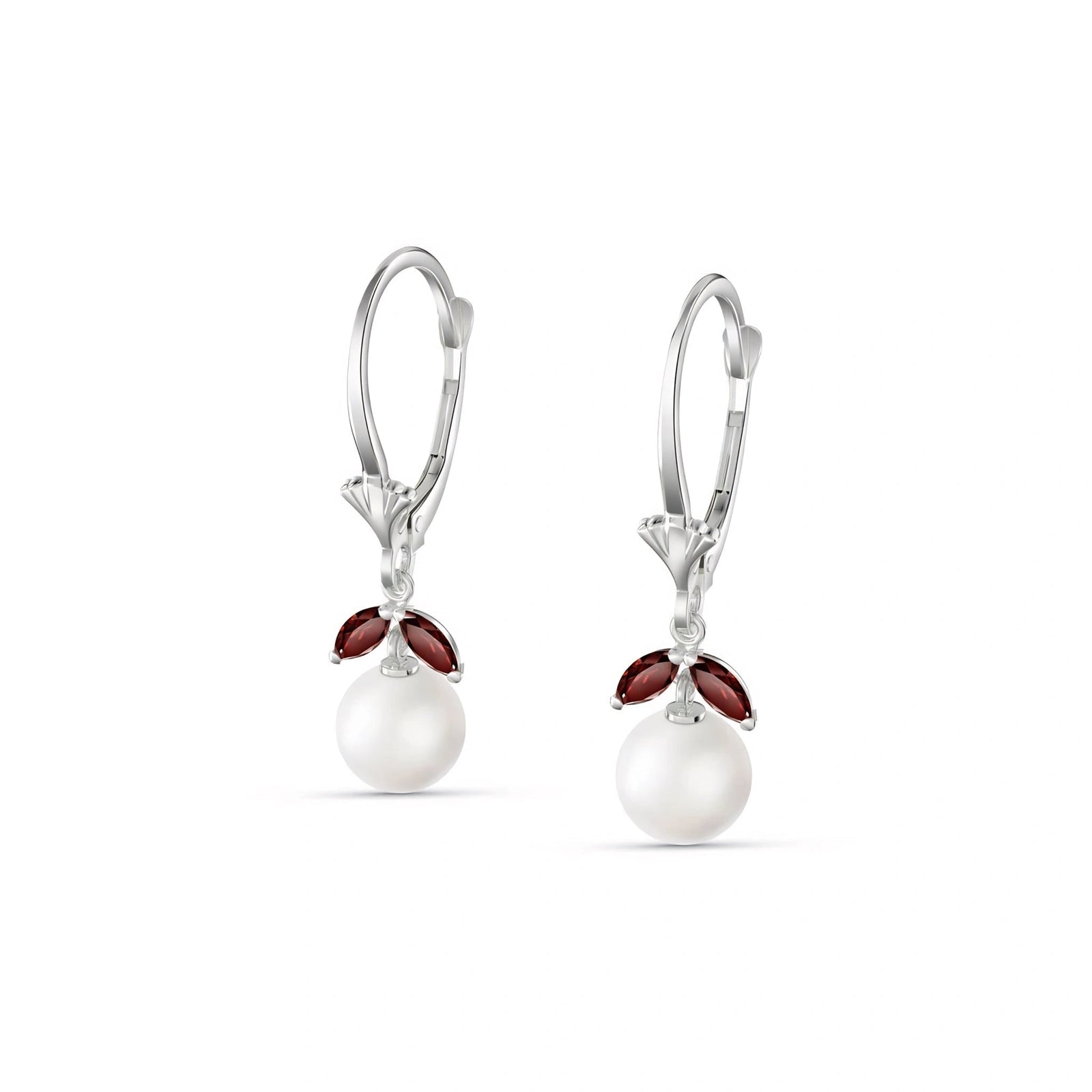 White Gold Petal Earrings Pearl 10K — Daniela