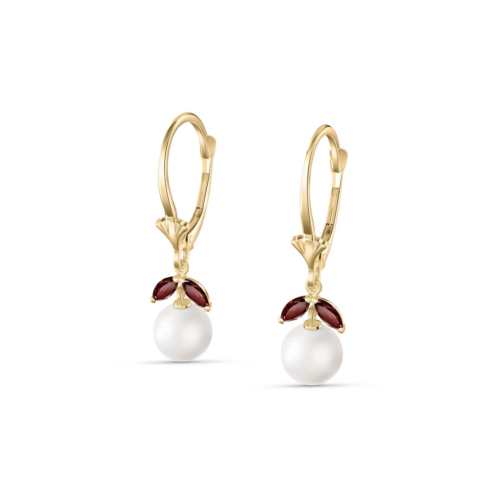 Yellow Gold Petal Earrings Pearl 10K — Daniela