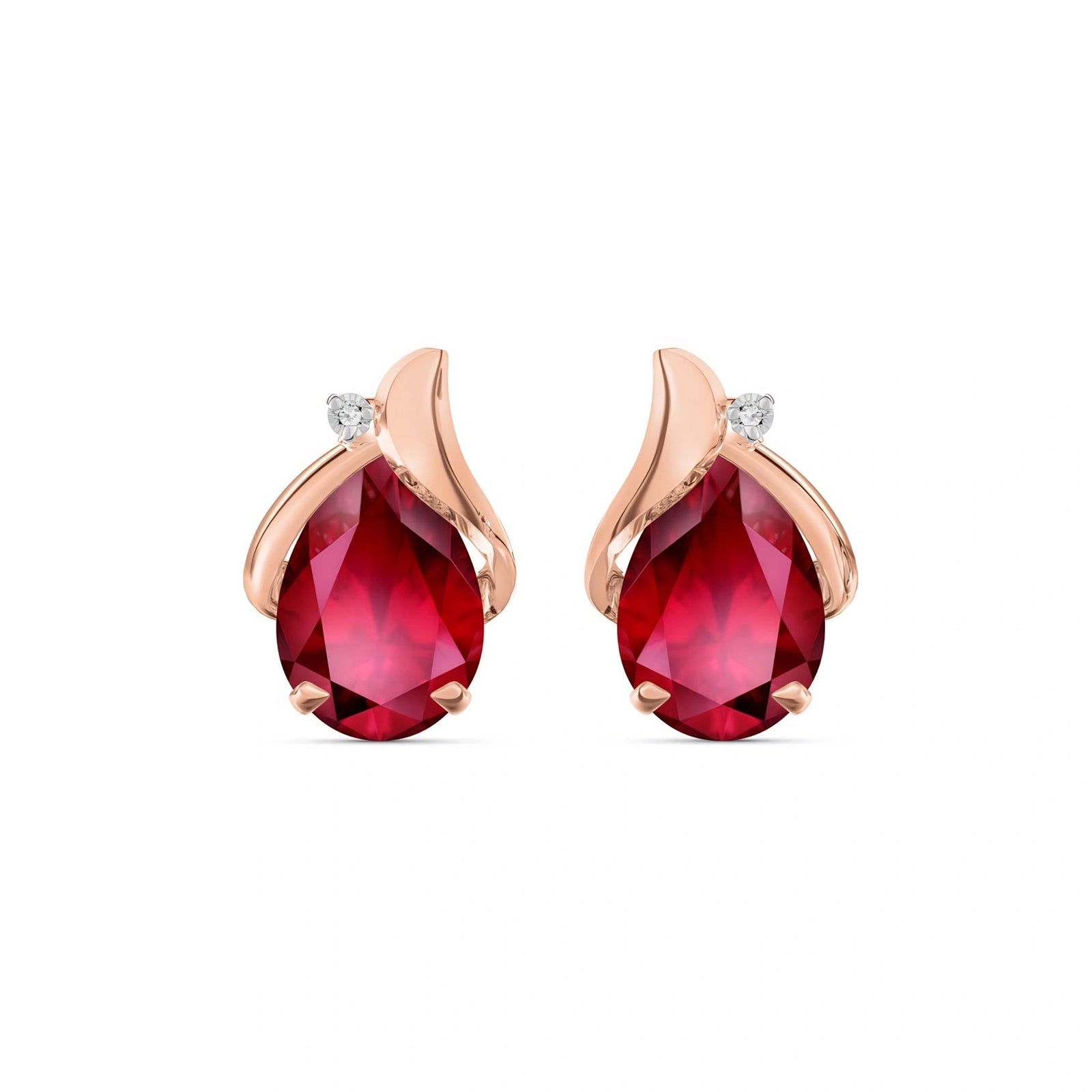Rose Gold Belle Stud Earrings Ruby 10K — Elide
