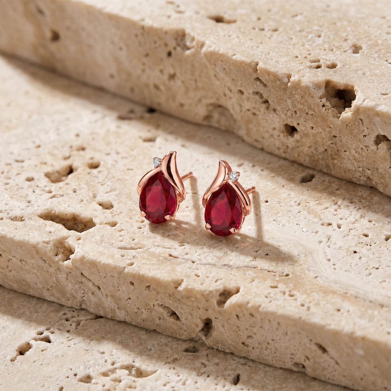 Rose Gold Belle Stud Earrings Ruby 10K — Elide