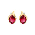 Yellow Gold Belle Stud Earrings Ruby 10K — Elide