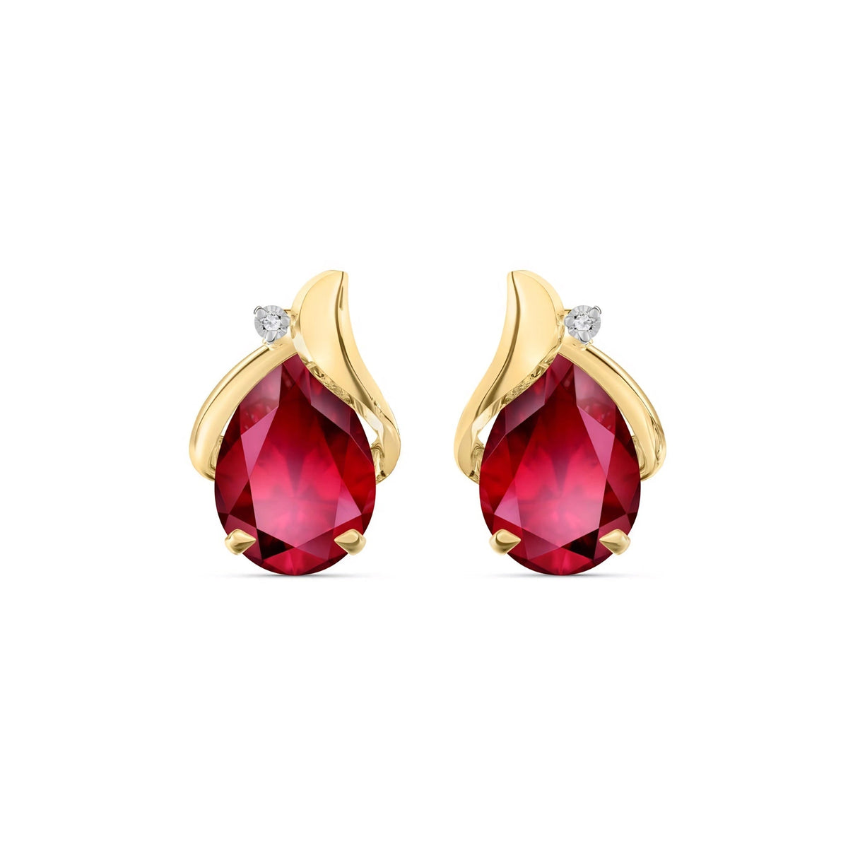Yellow Gold Belle Stud Earrings Ruby 10K — Elide