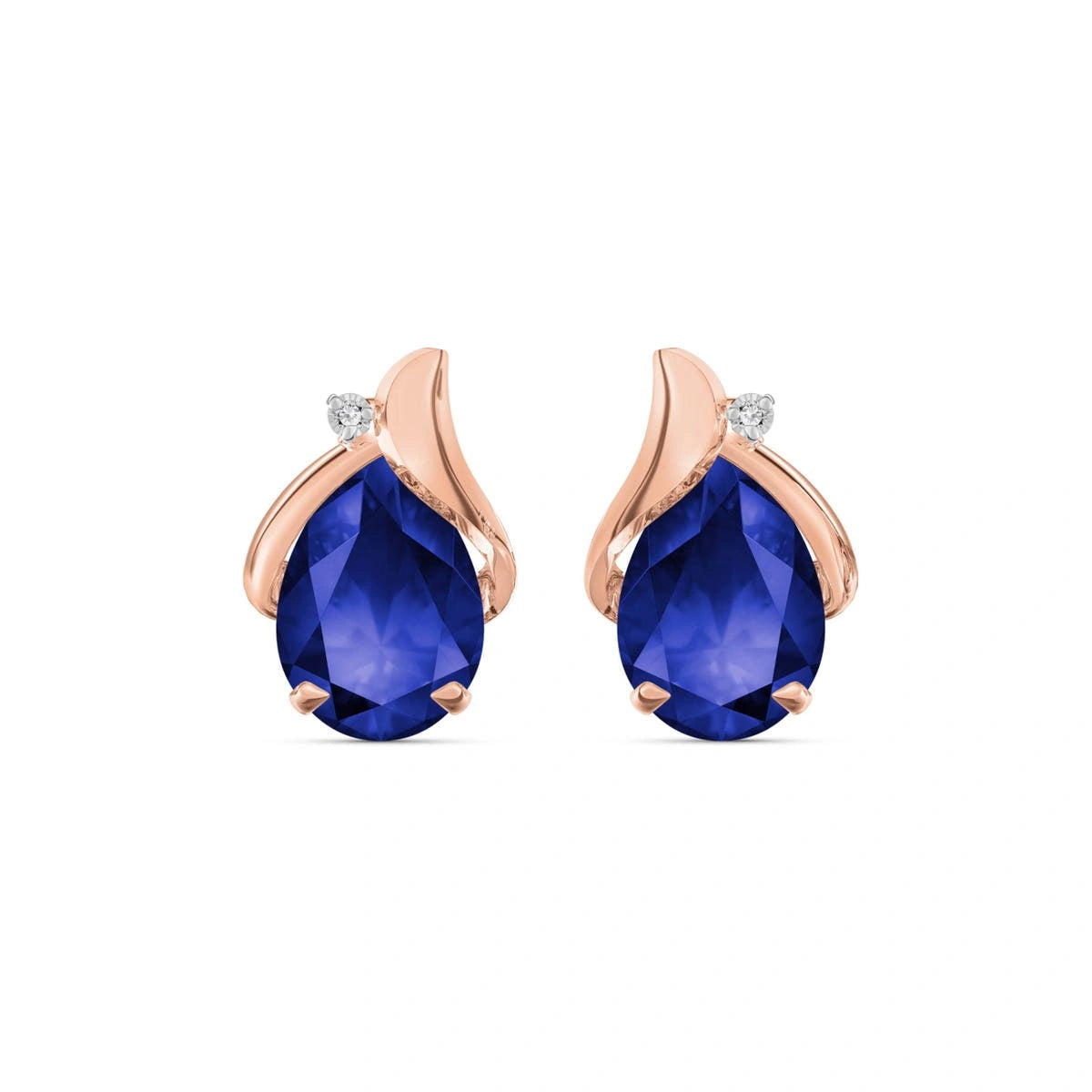 Rose Gold Belle Stud Earrings Sapphire 10K — Elide