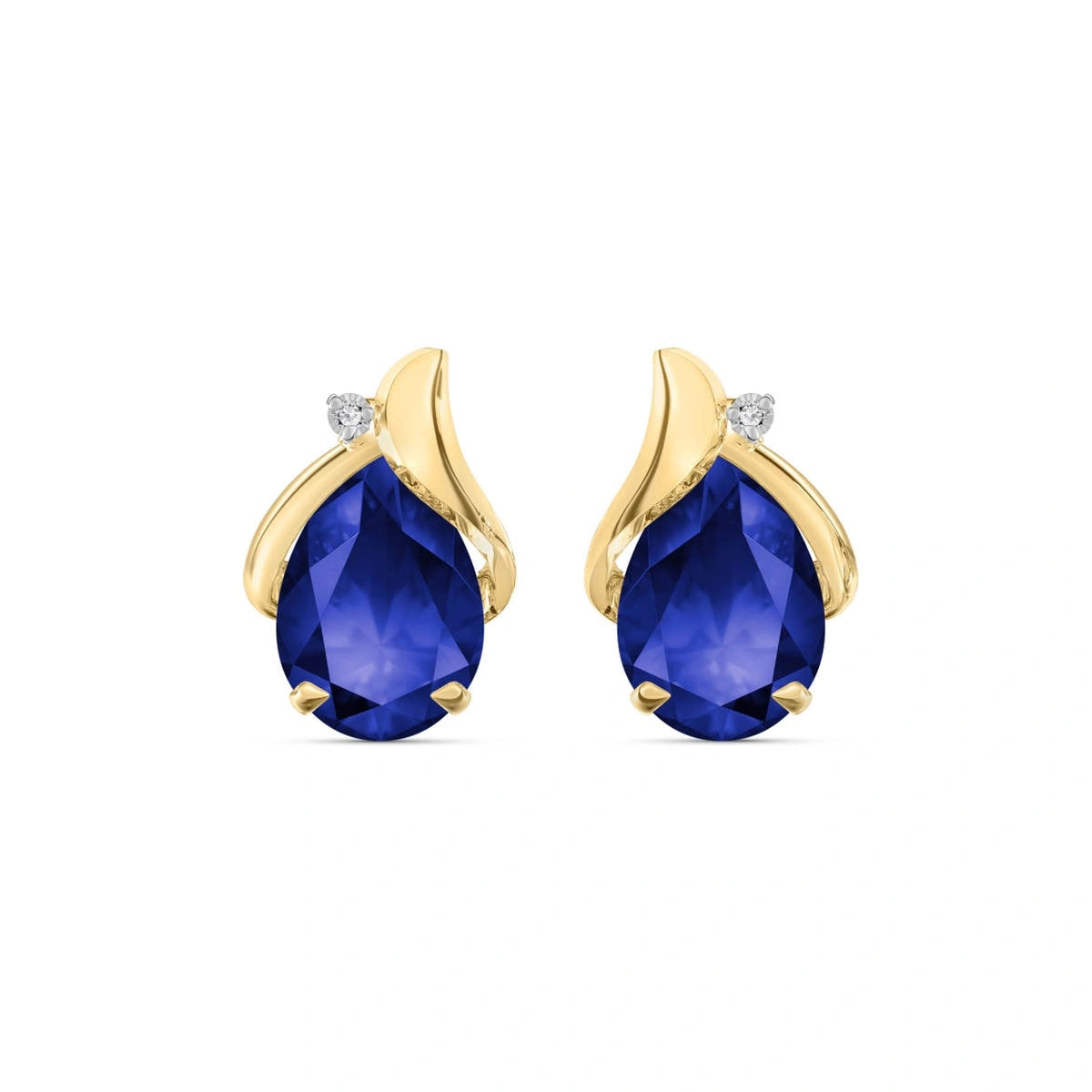 Yellow Gold Belle Stud Earrings Sapphire 10K — Elide