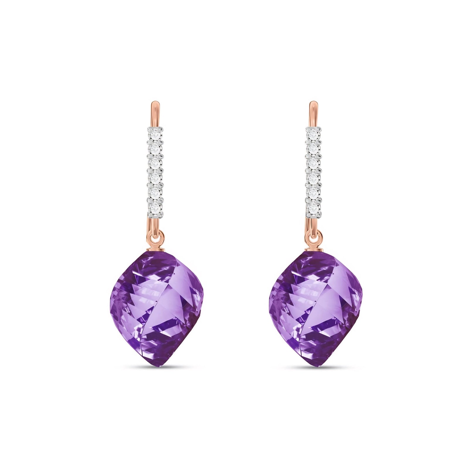 Rose Gold Earrings Amethyst 10K — Giovannina