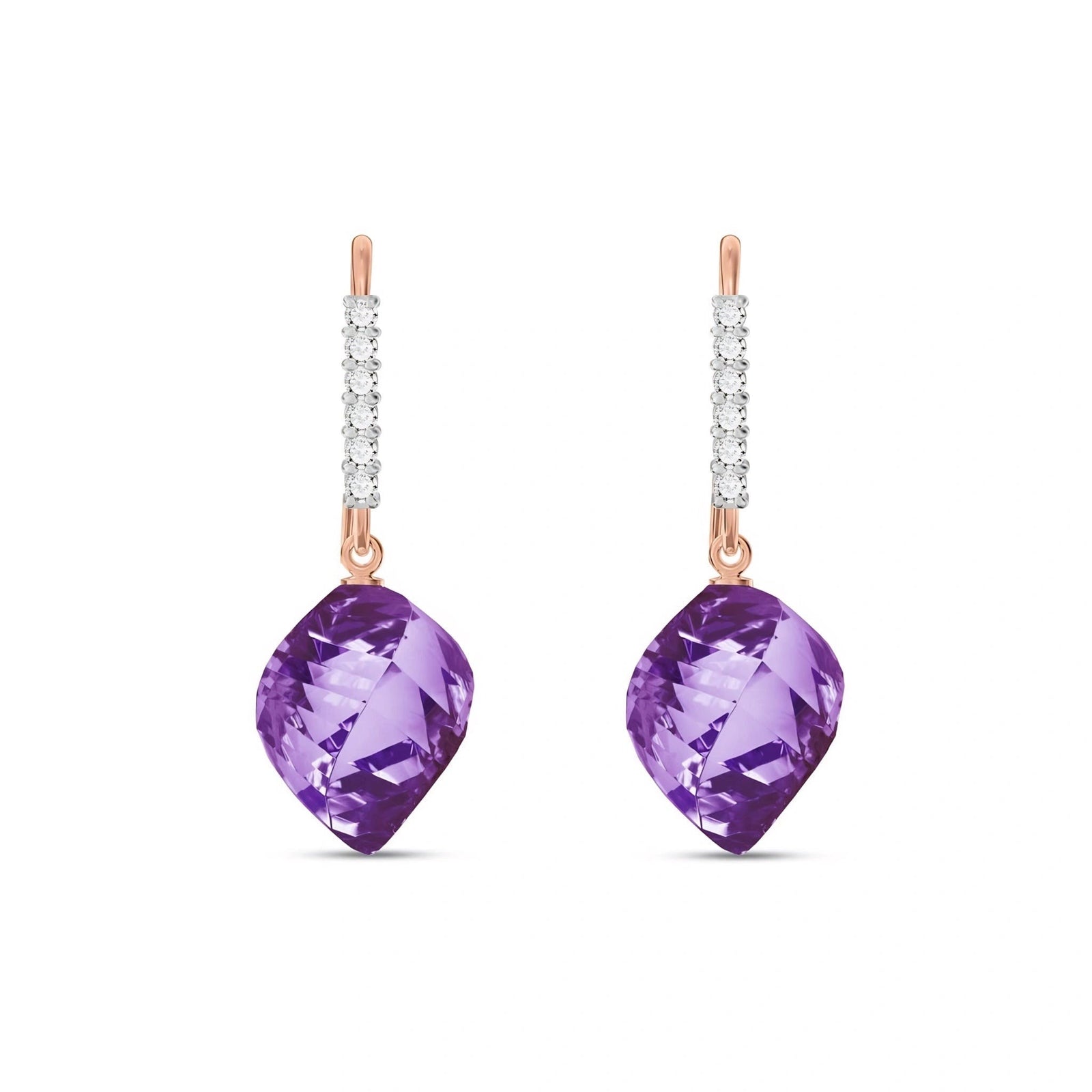 Rose Gold Earrings Amethyst 10K — Giovannina