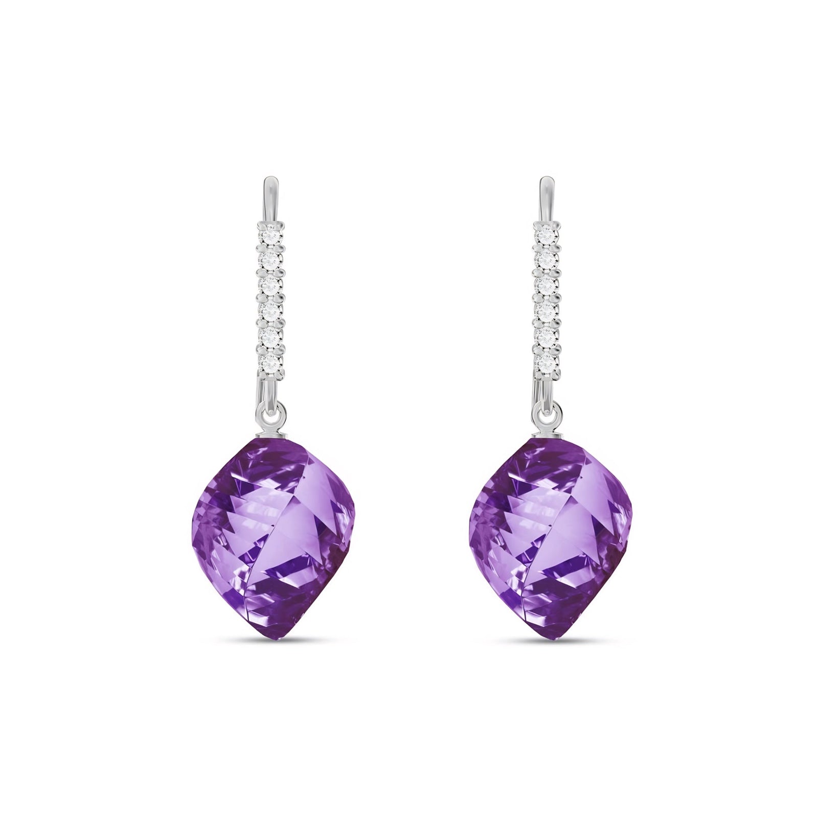 White Gold Earrings Amethyst 10K — Giovannina