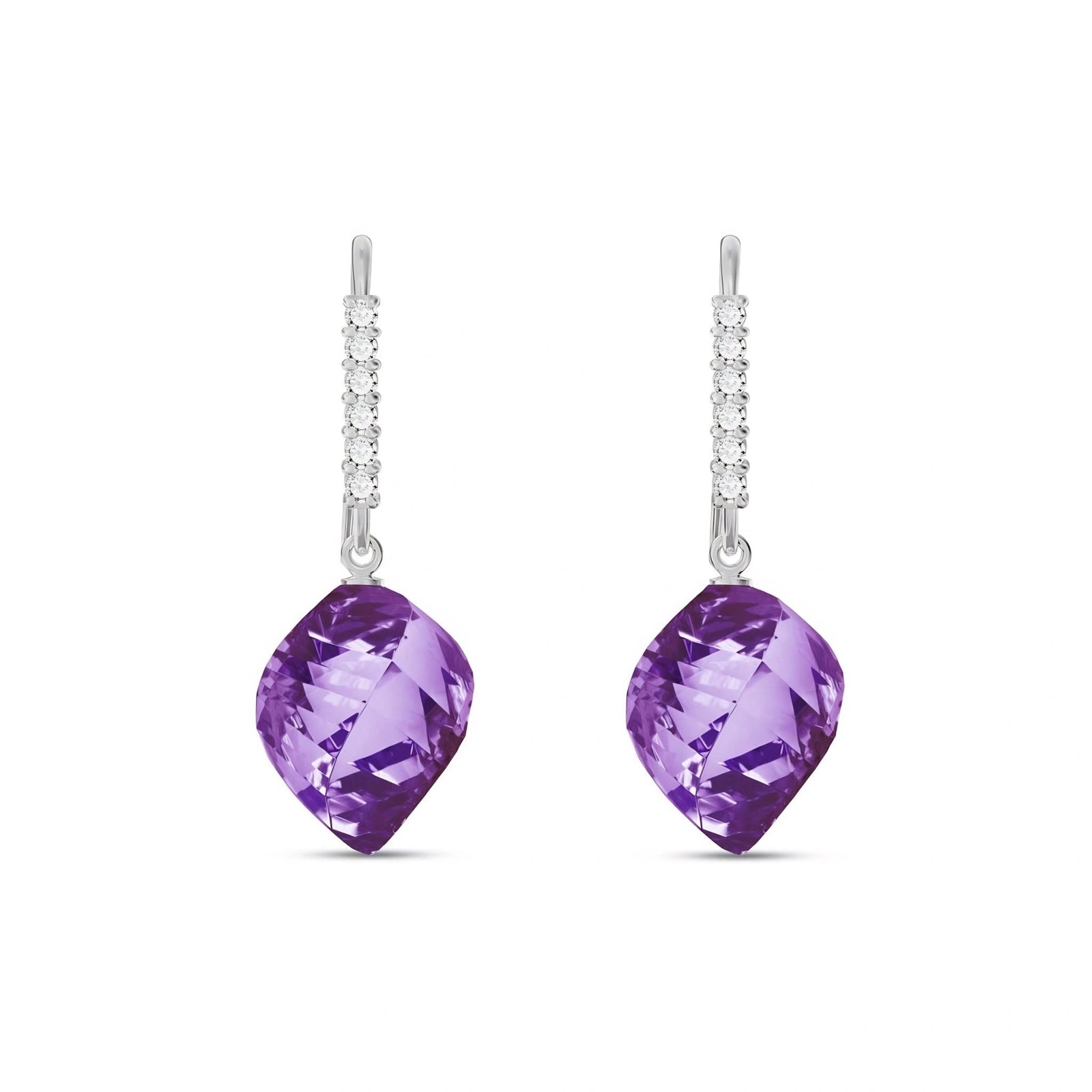 White Gold Earrings Amethyst 10K — Giovannina